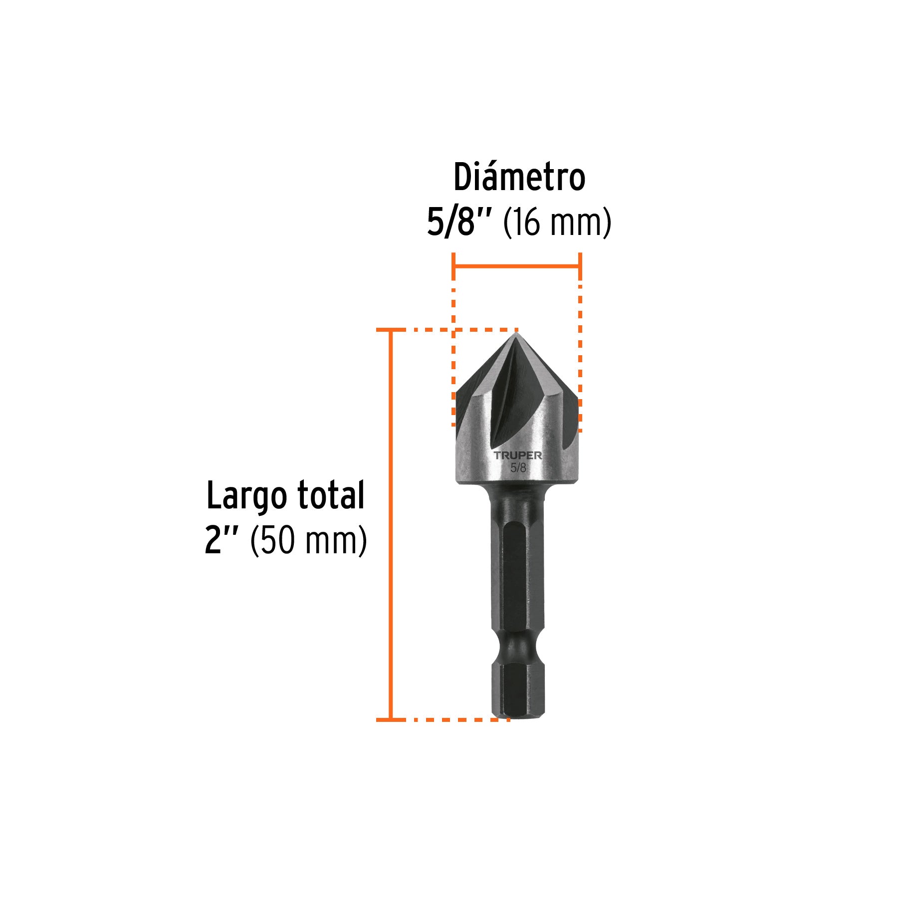 Avellanador HSS cambio rápido 5/8", TRUPER