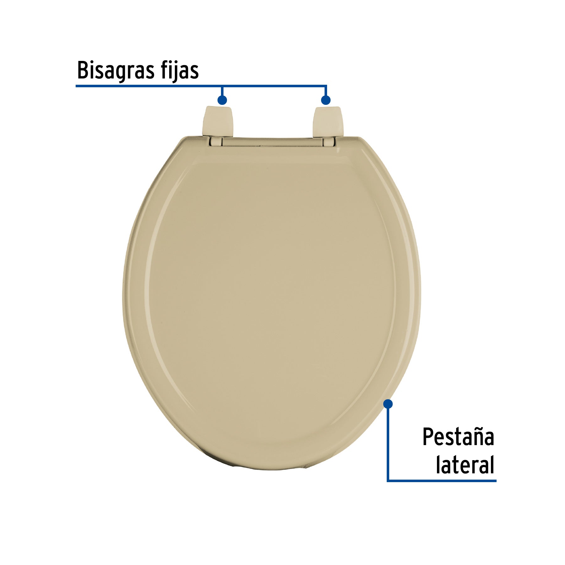 Asiento redondo ligero con tapa para WC, beige, FOSET BASIC