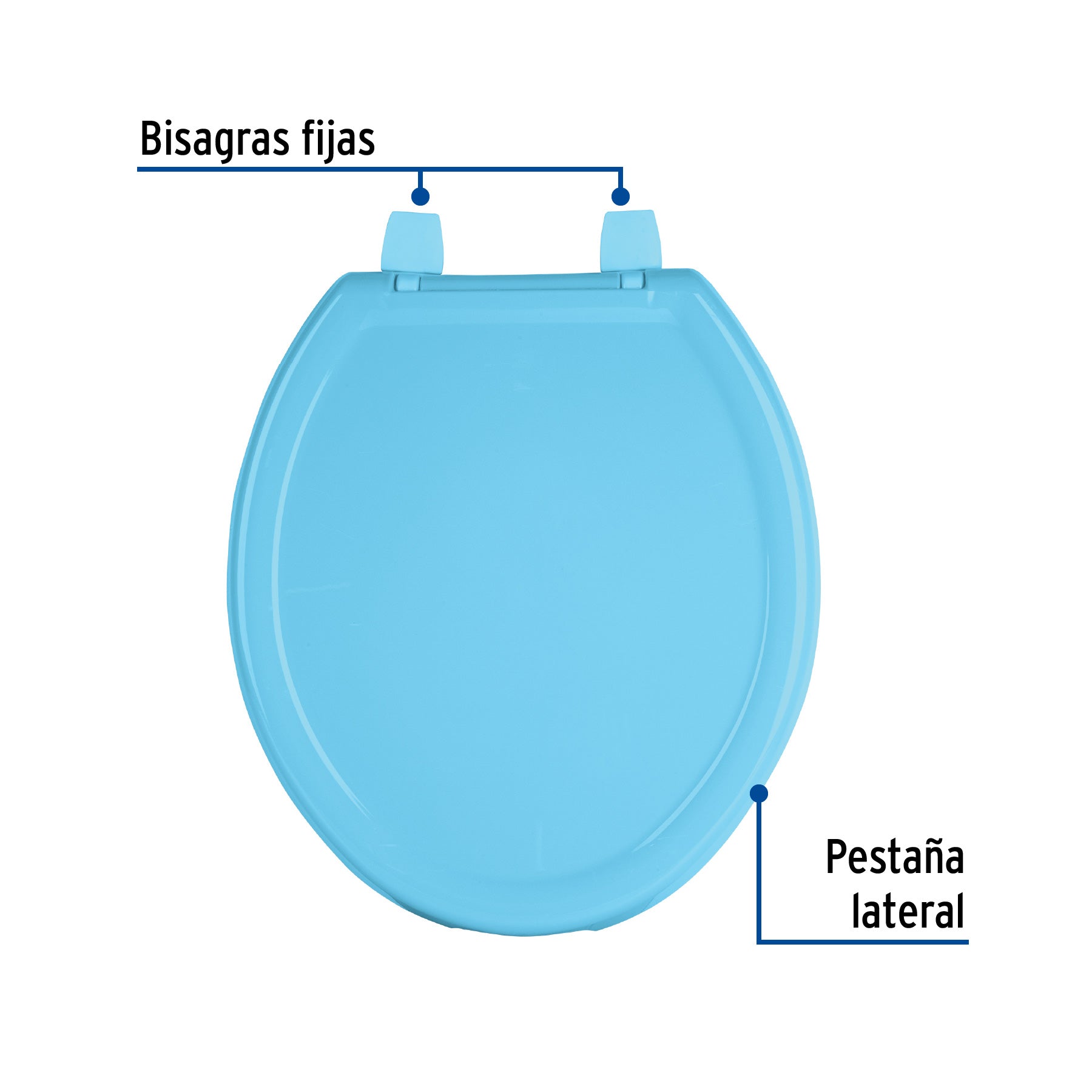 Asiento redondo ligero con tapa para WC, azul, FOSET BASIC