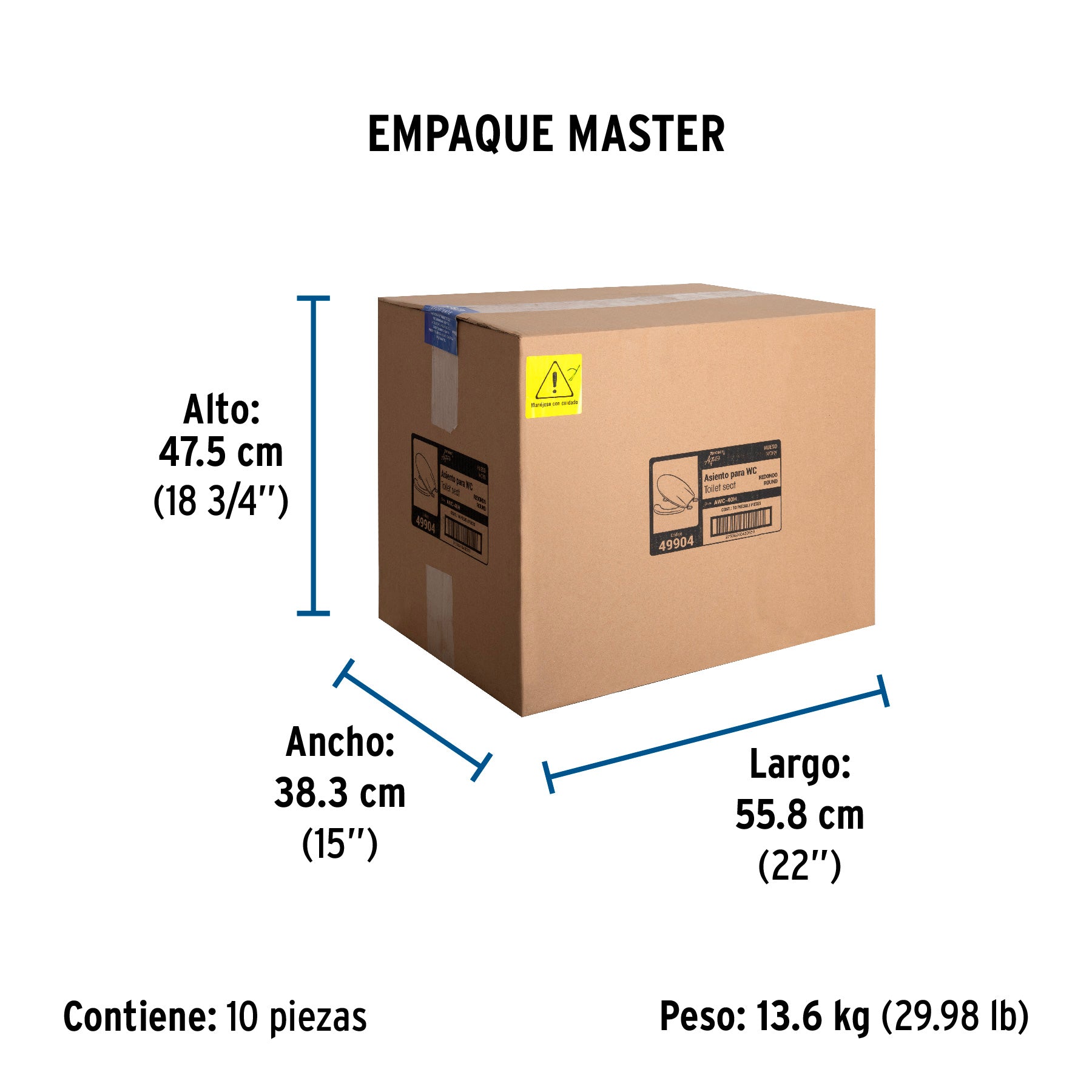 Asiento redondo con tapa para WC, abierto, hueso, FOSET - Empaque