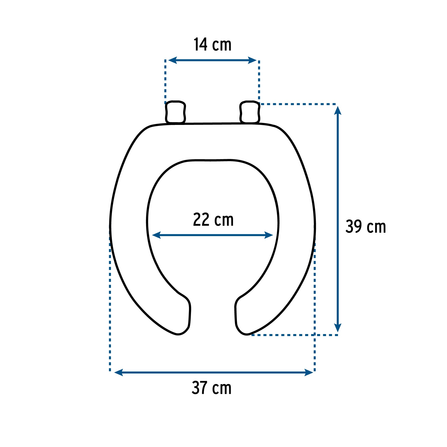 Asiento redondo con tapa para WC, abierto, azul, FOSET