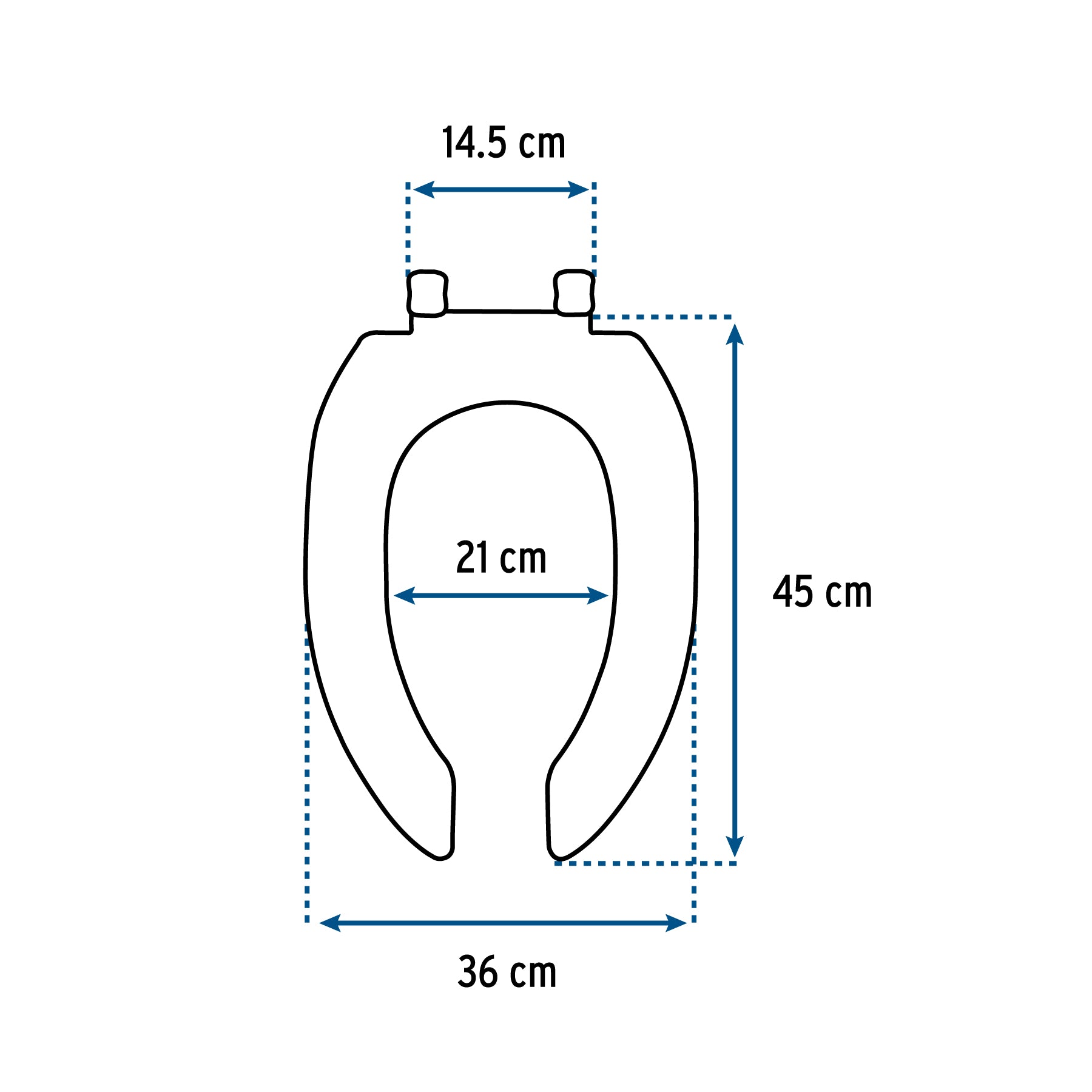 Asiento alargado con tapa para WC, abierto, azul, FOSET