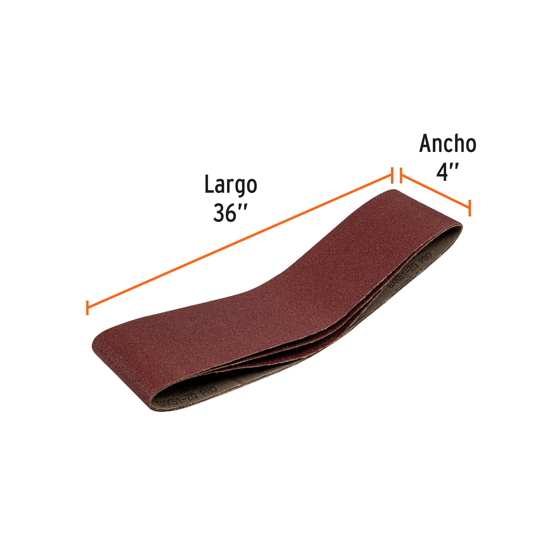 Caja con 3 bandas de lija 4" x 36" grano 80 para PUL-4X6T