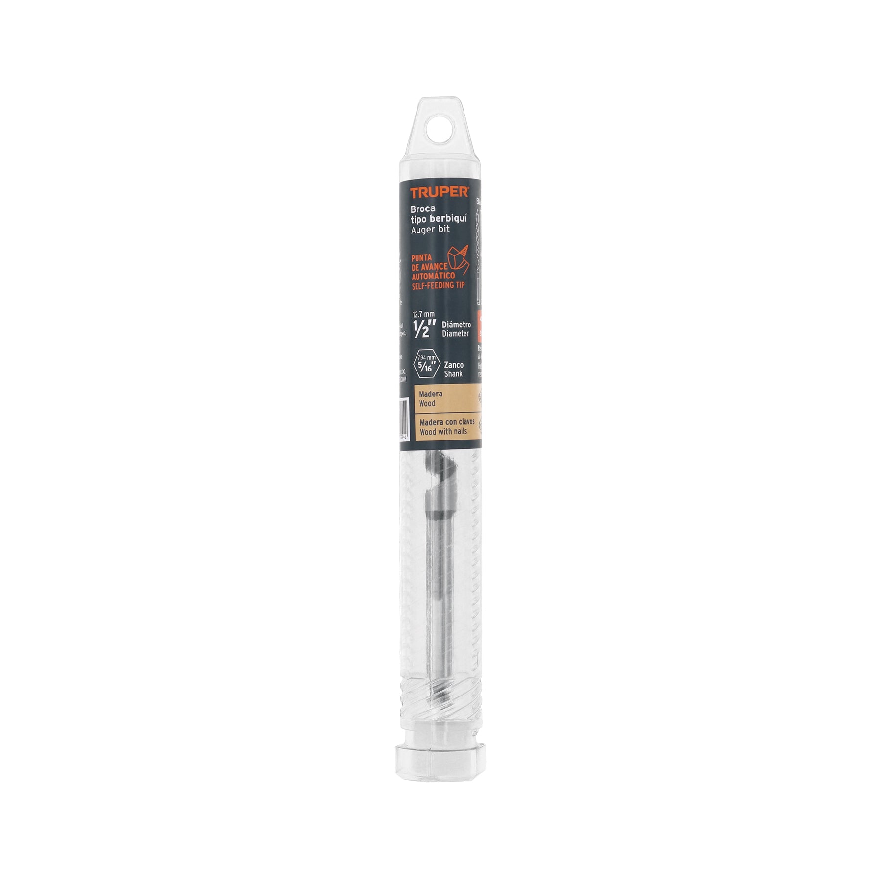 Broca auger tipo berbiquí 1/2" X 6", TRUPER