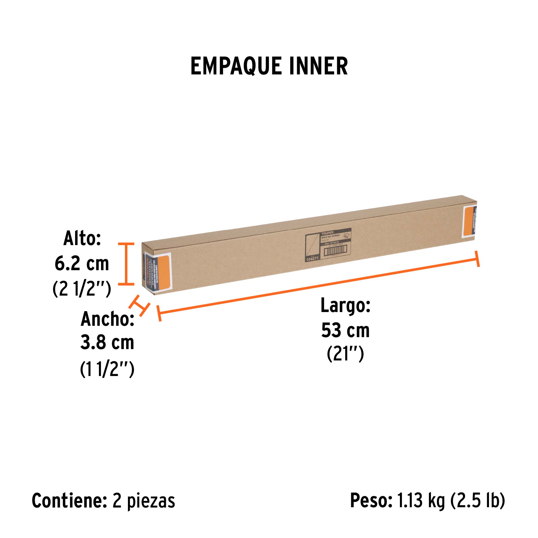 Broca auger tipo berbiquí 13/16" X 18", TRUPER - Empaque