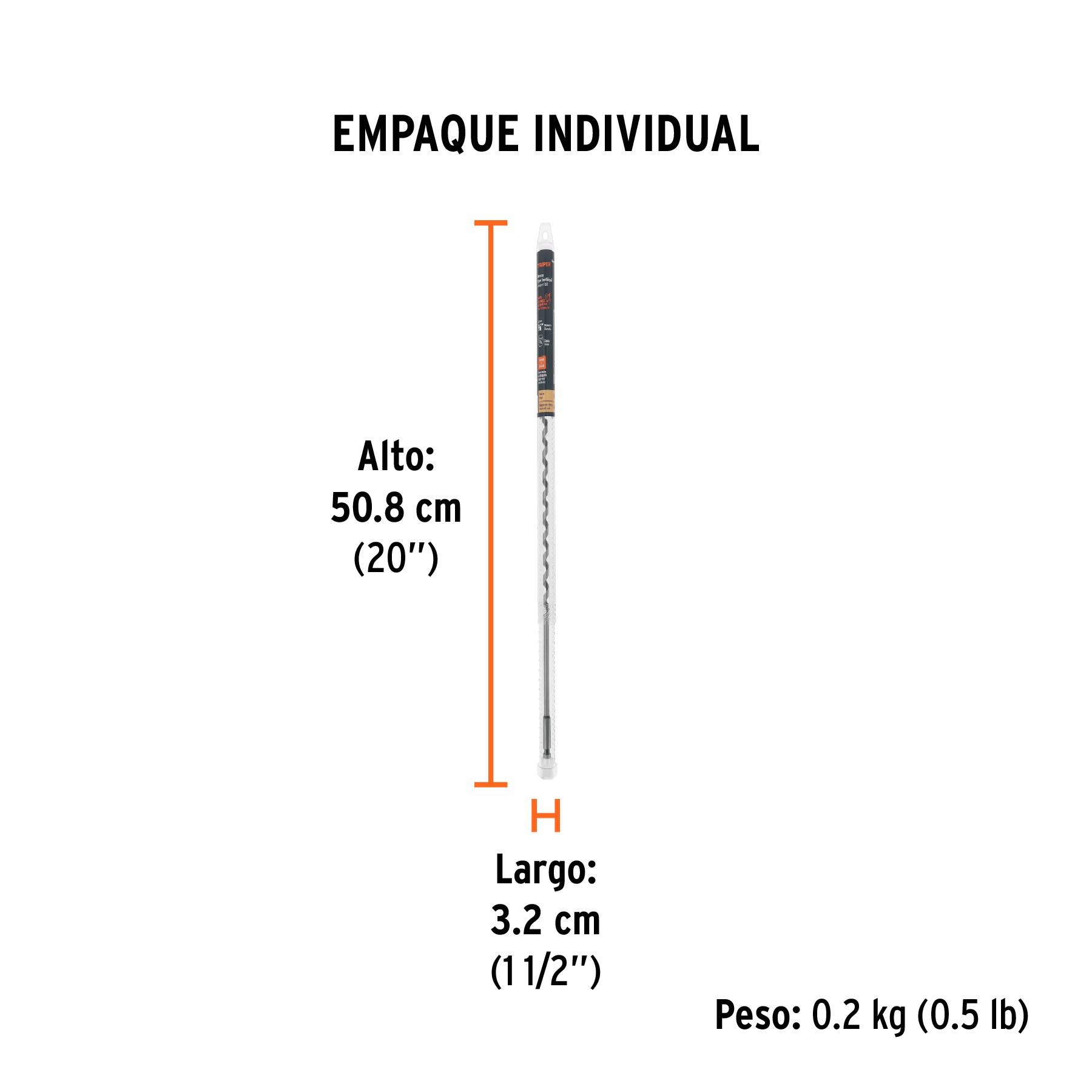 Broca auger tipo berbiquí 3/8" X 18", TRUPER - Empaque