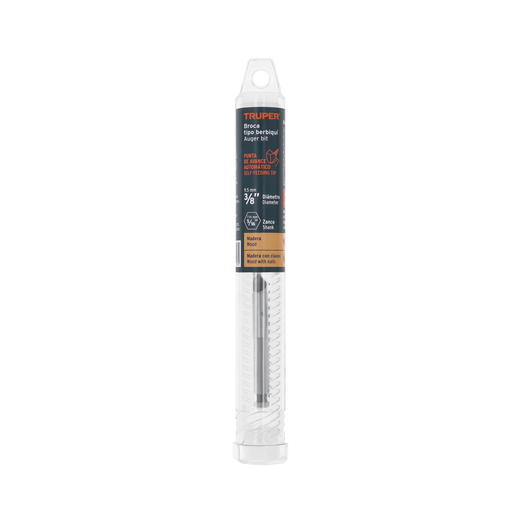 Broca auger tipo berbiquí 3/8" X 6", TRUPER