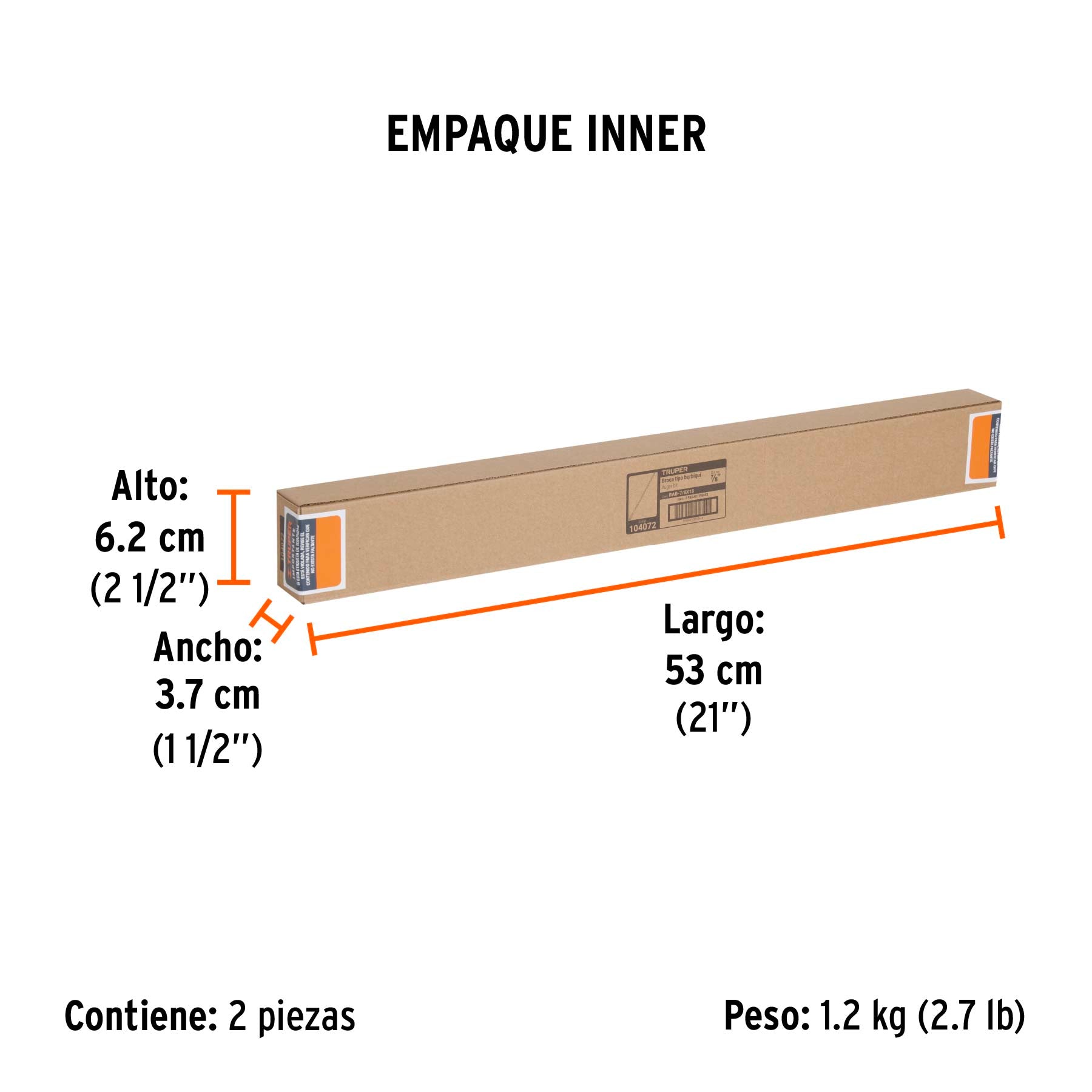 Broca auger tipo berbiquí 7/8" X 18", TRUPER - Empaque