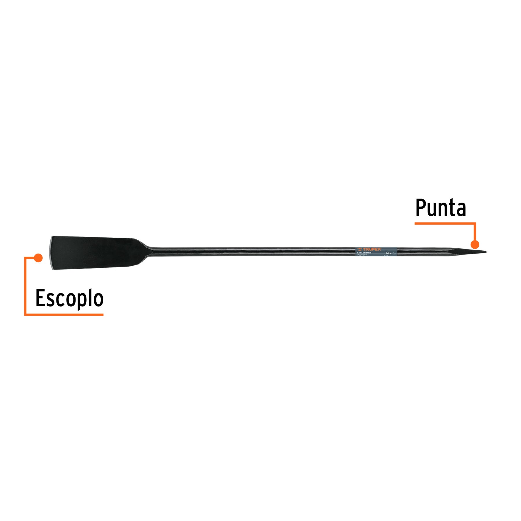 Barra cavadora 1" x 130 cm, escoplo 102 mm, TRUPER