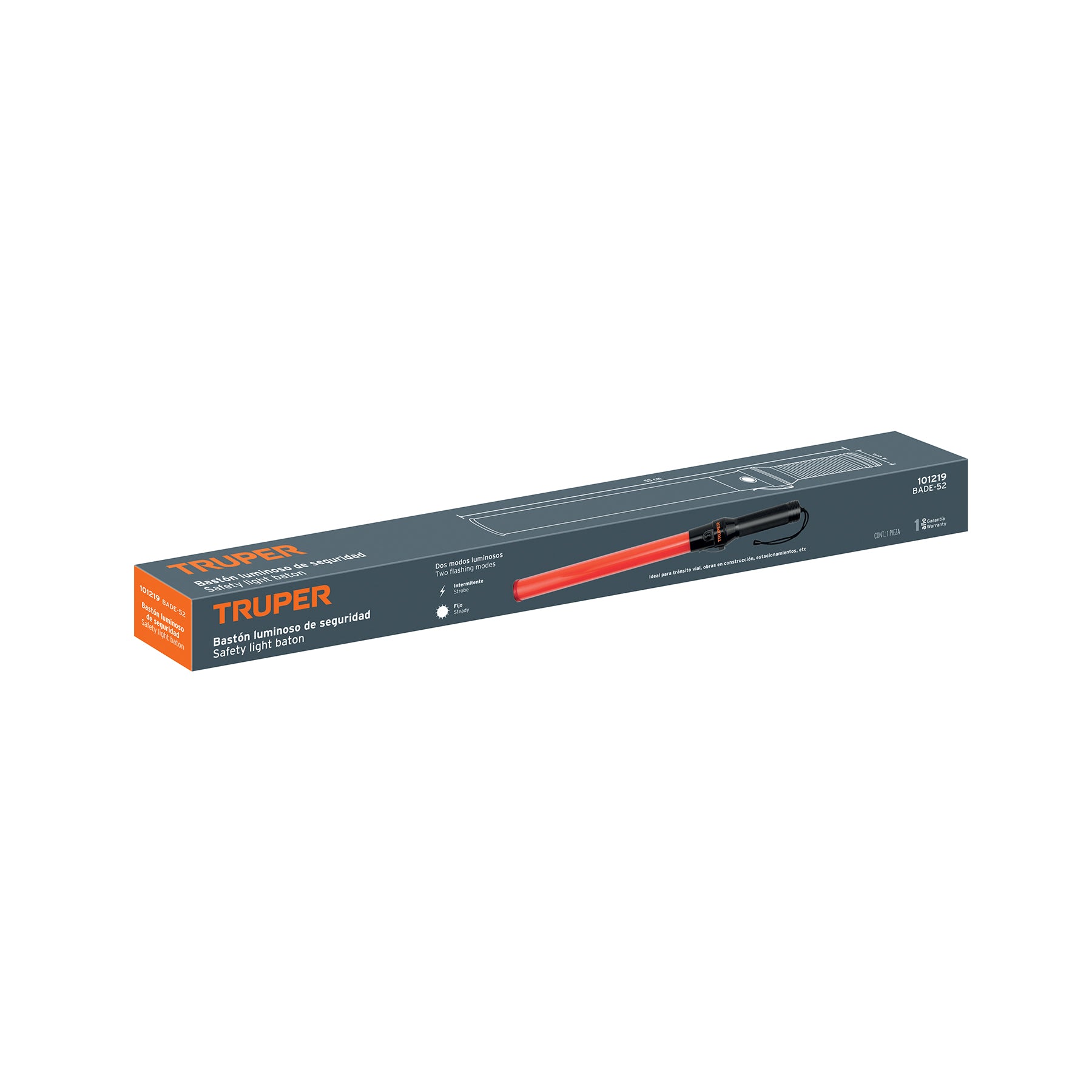 Bastón luminoso de 53 cm con luz LED y clip para cinturón