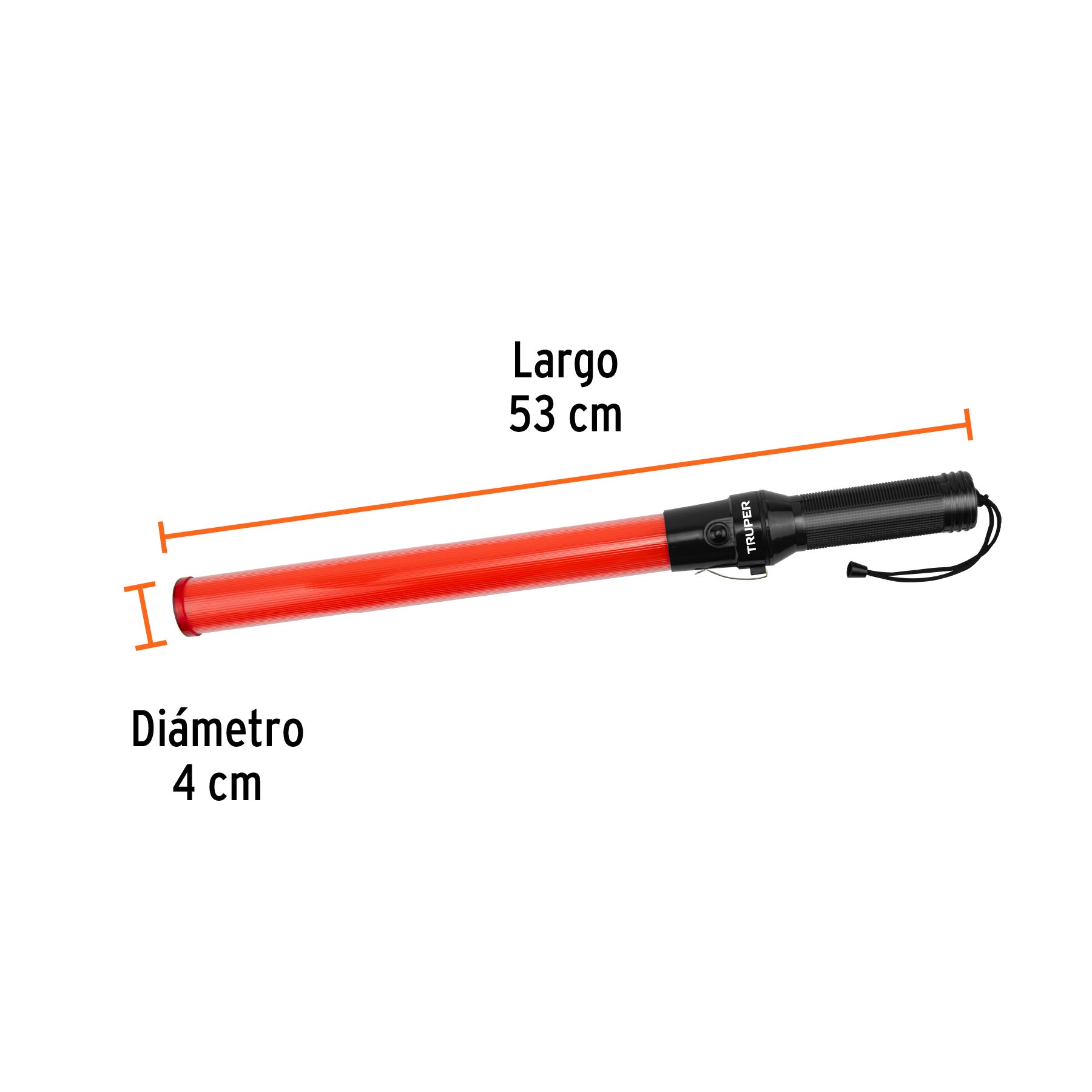 Bastón luminoso de 53 cm con luz LED y clip para cinturón