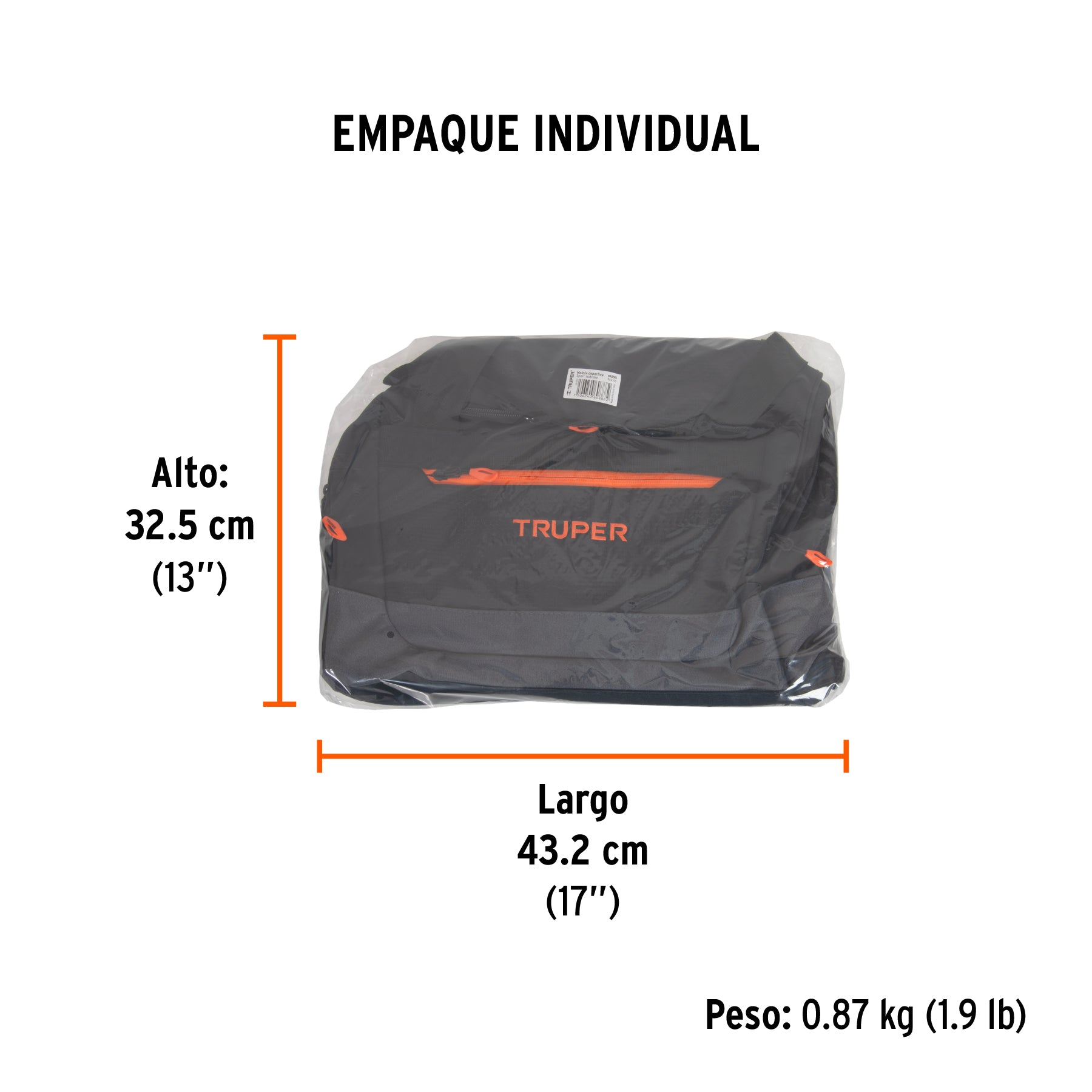 Maleta deportiva 55 cm, TRUPER - Empaque