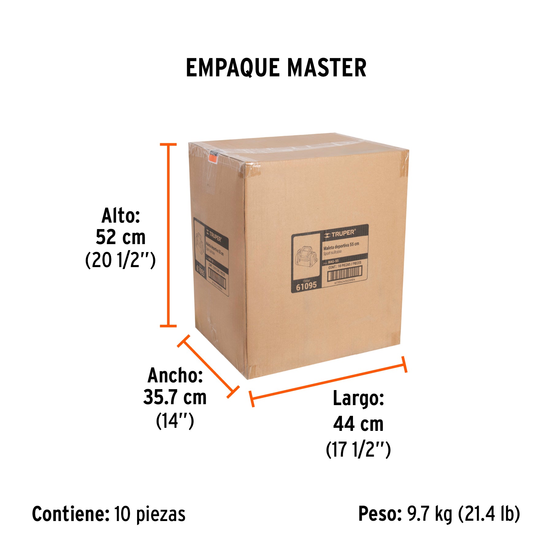 Maleta deportiva 55 cm, TRUPER - Empaque