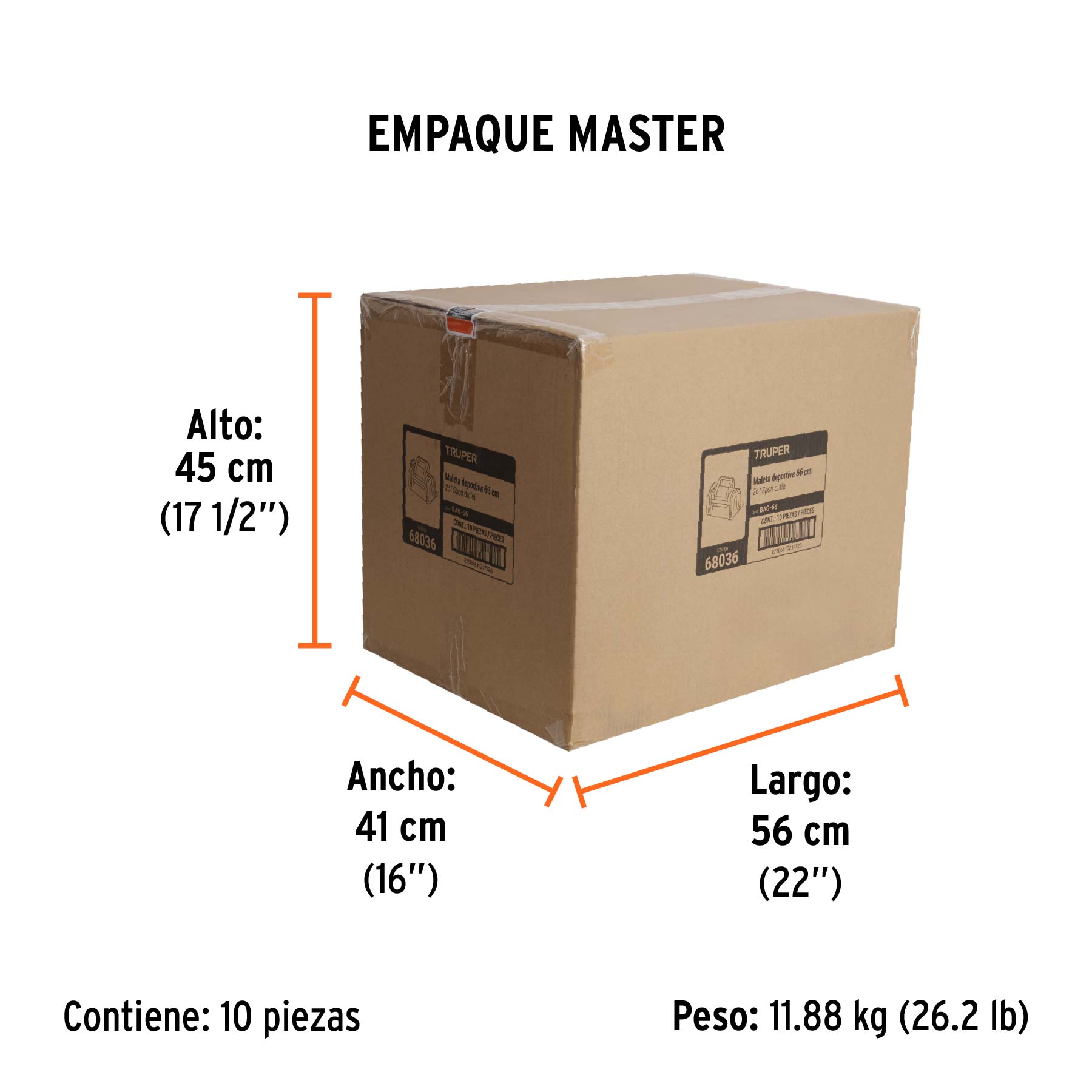 Maleta deportiva de 66 cm, TRUPER - Empaque