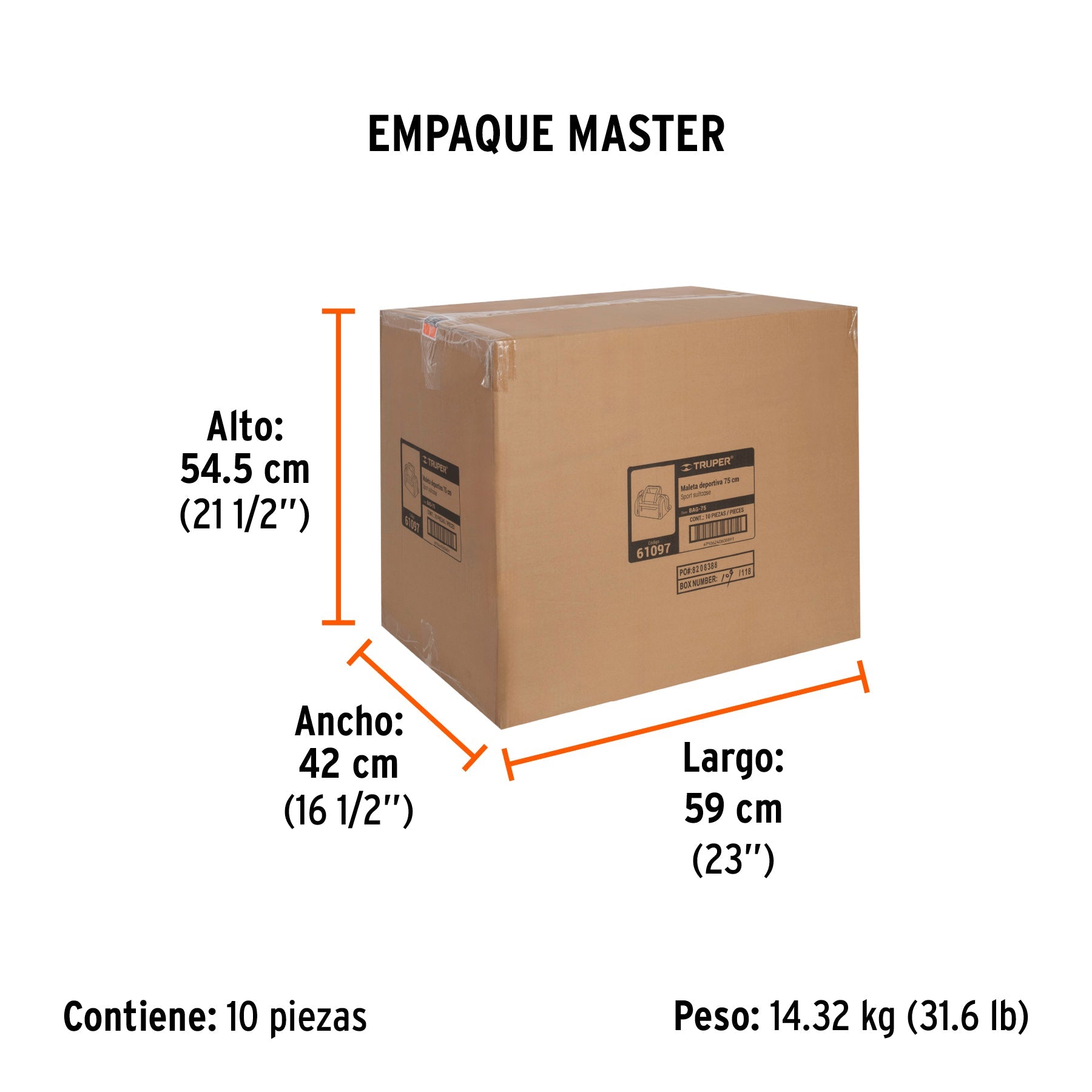 Maleta deportiva de 75 cm, TRUPER - Empaque
