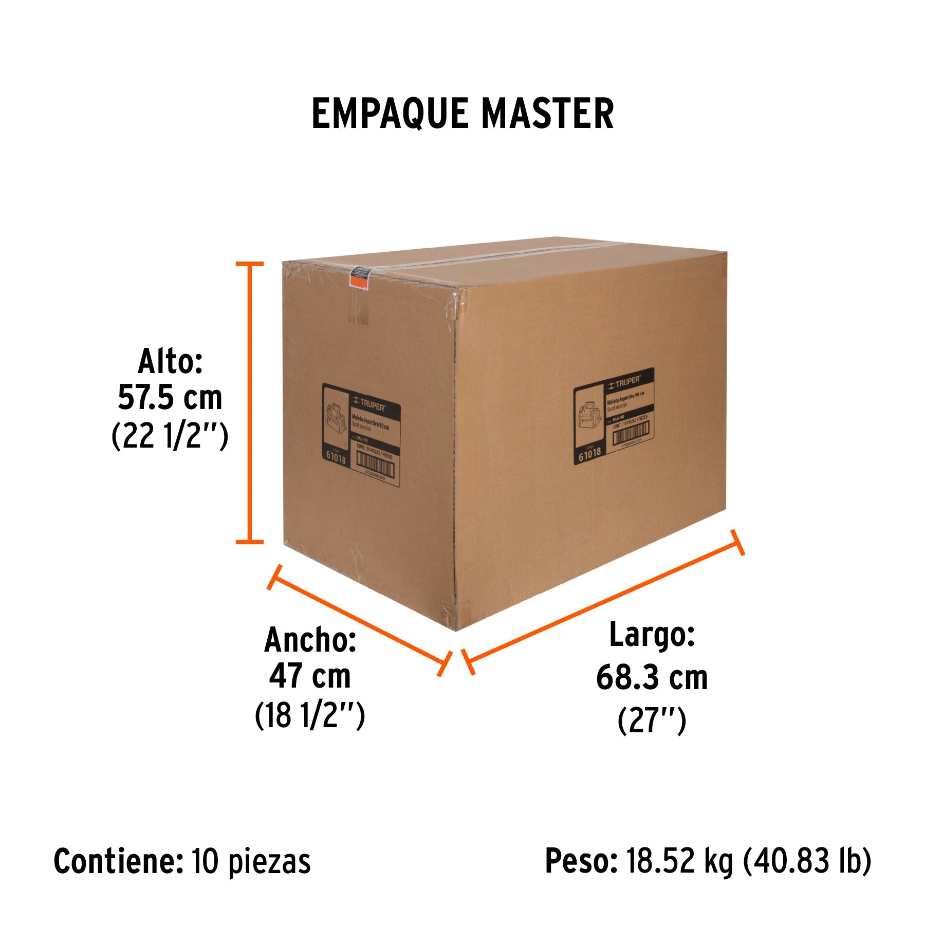 Maleta deportiva de 90 cm, TRUPER - Empaque