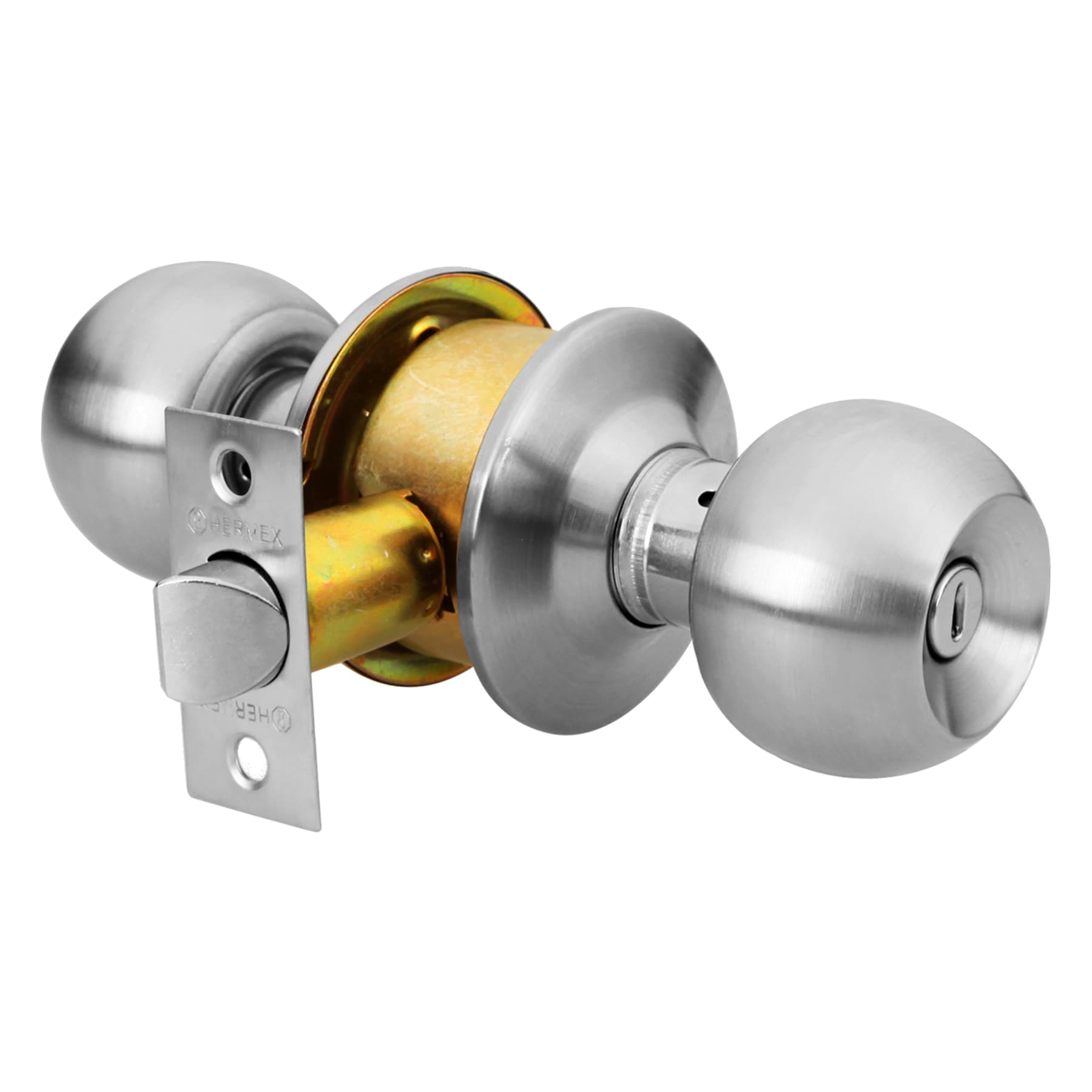 Cerradura tipo esfera, cilíndrico, baño, cromo, HERMEX BASIC