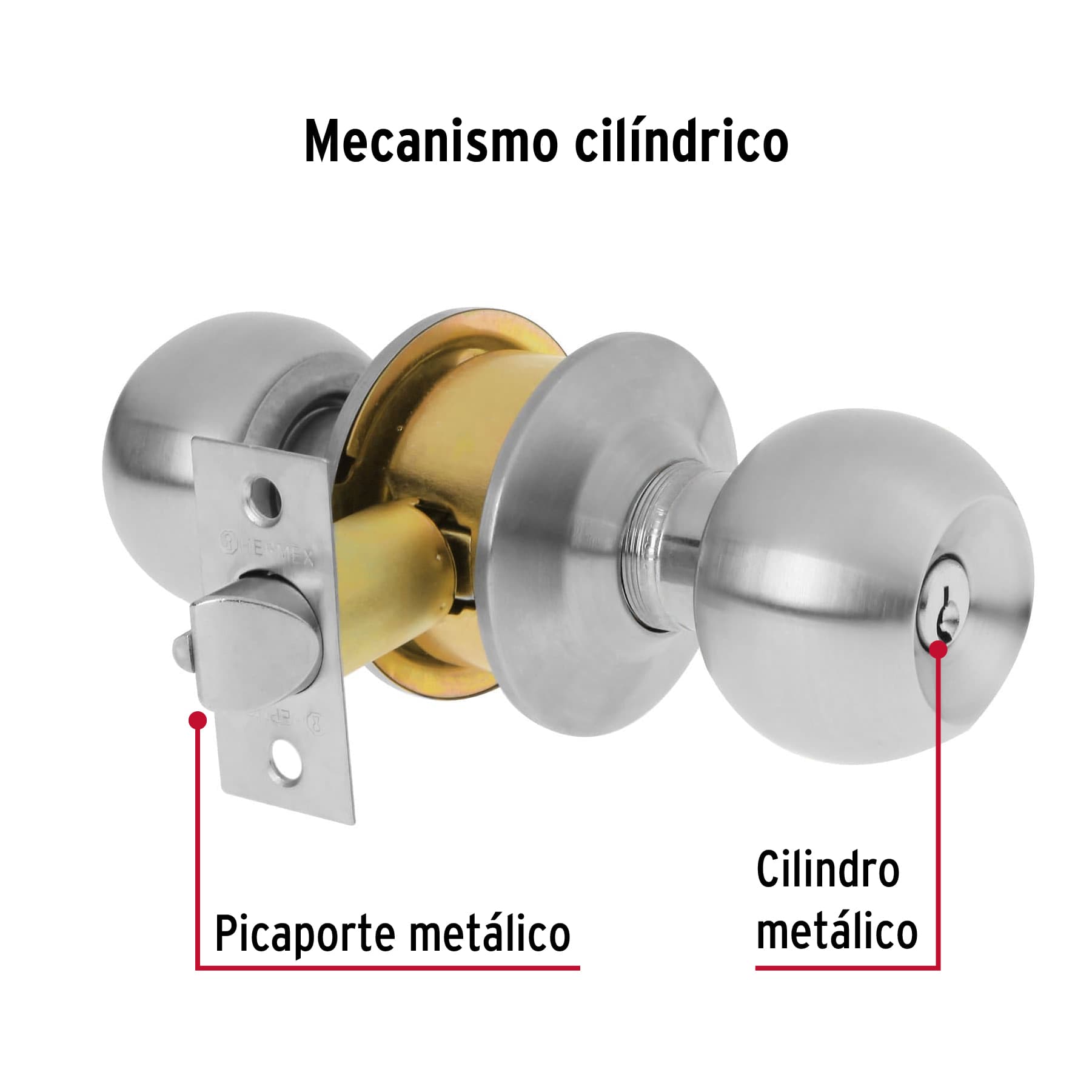 Cerradura tipo esfera, cilíndrico, entrada, cromo, BASIC