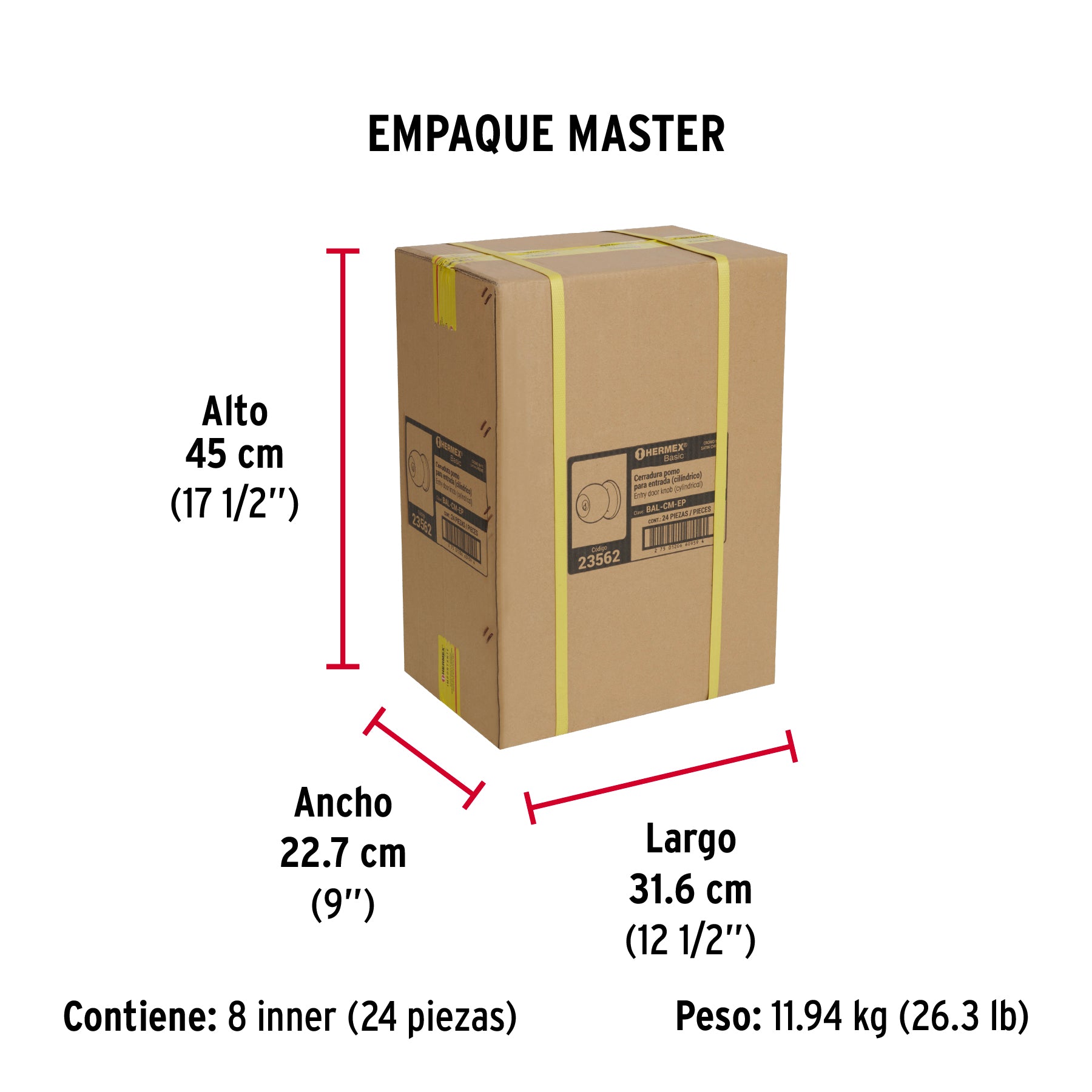Cerradura tipo esfera, cilíndrico, entrada, cromo, BASIC - Empaque