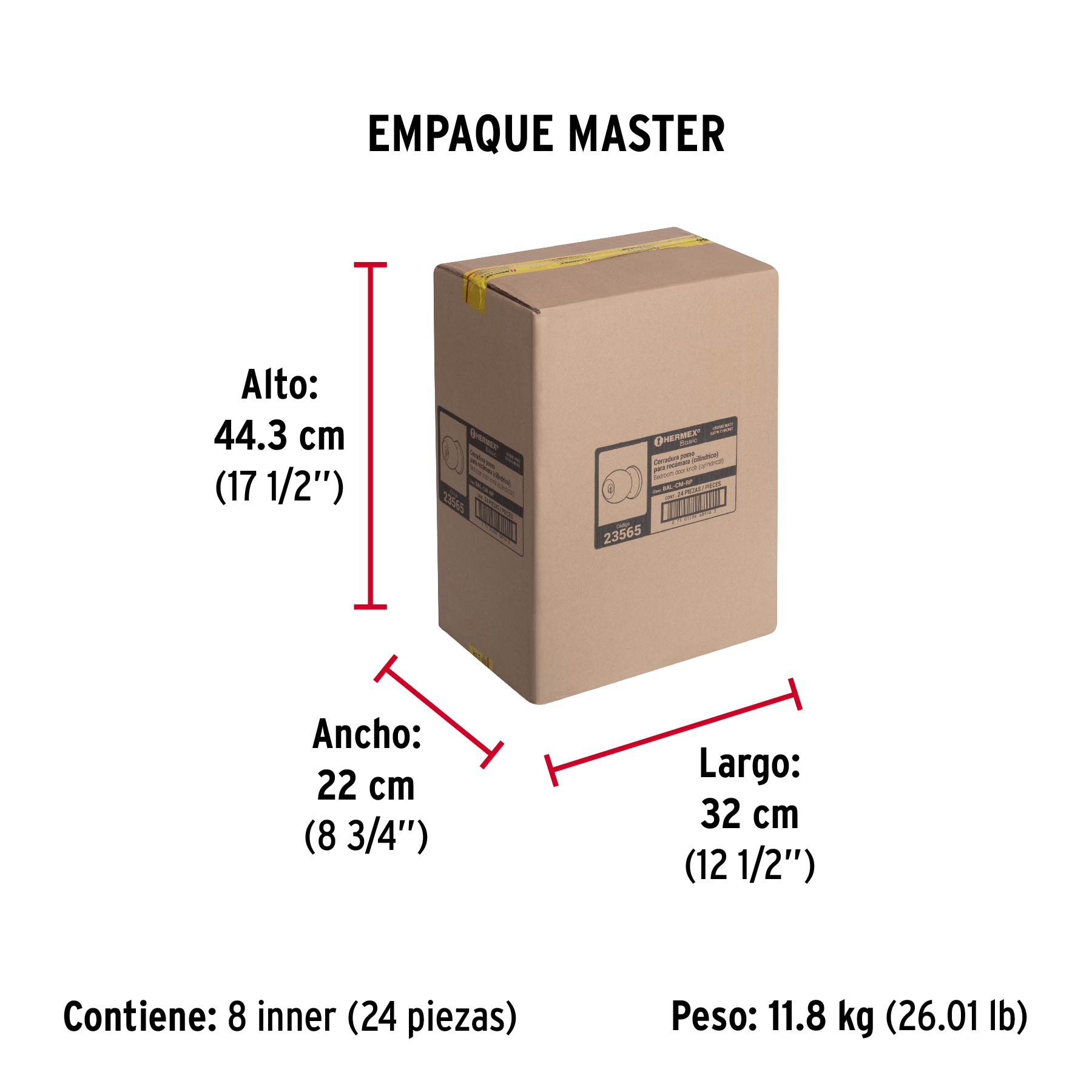 Cerradura tipo esfera, cilíndrico, recámara, cromo, BASIC - Empaque