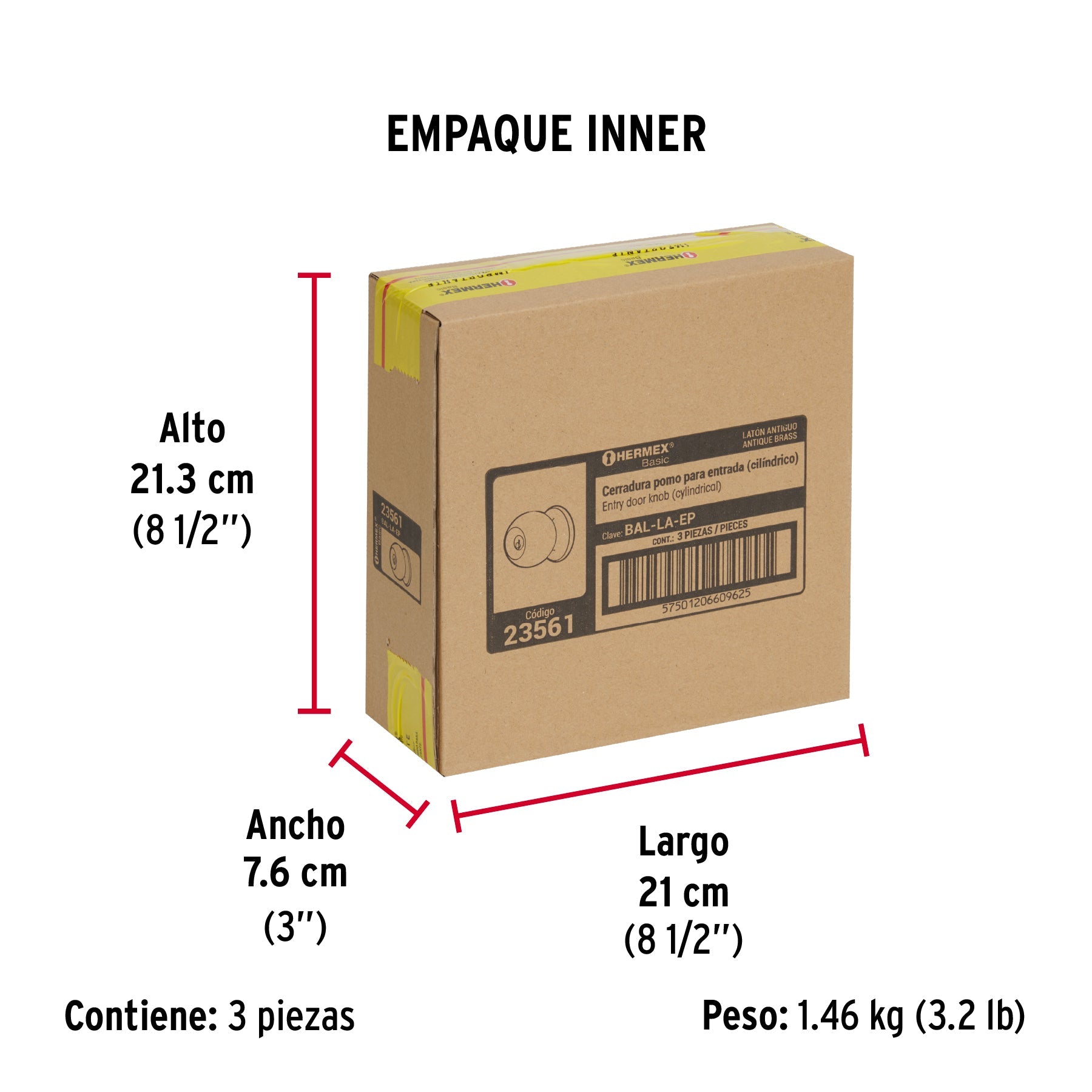 Cerradura tipo esfera, cilíndrico, entrada, antiguo, BASIC - Empaque