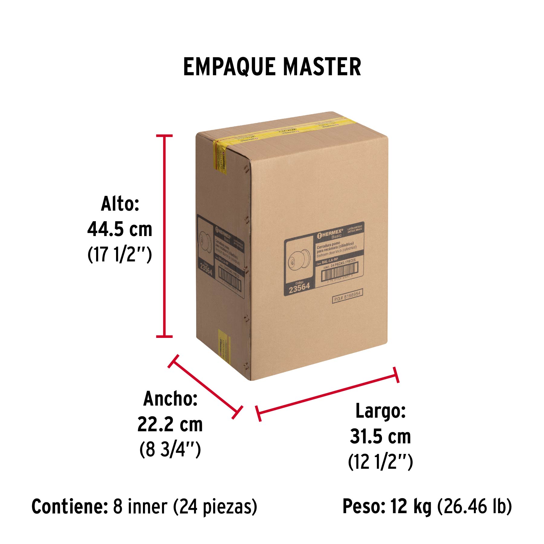 Cerradura tipo esfera, cilíndrico, recámara, antiguo, BASIC - Empaque
