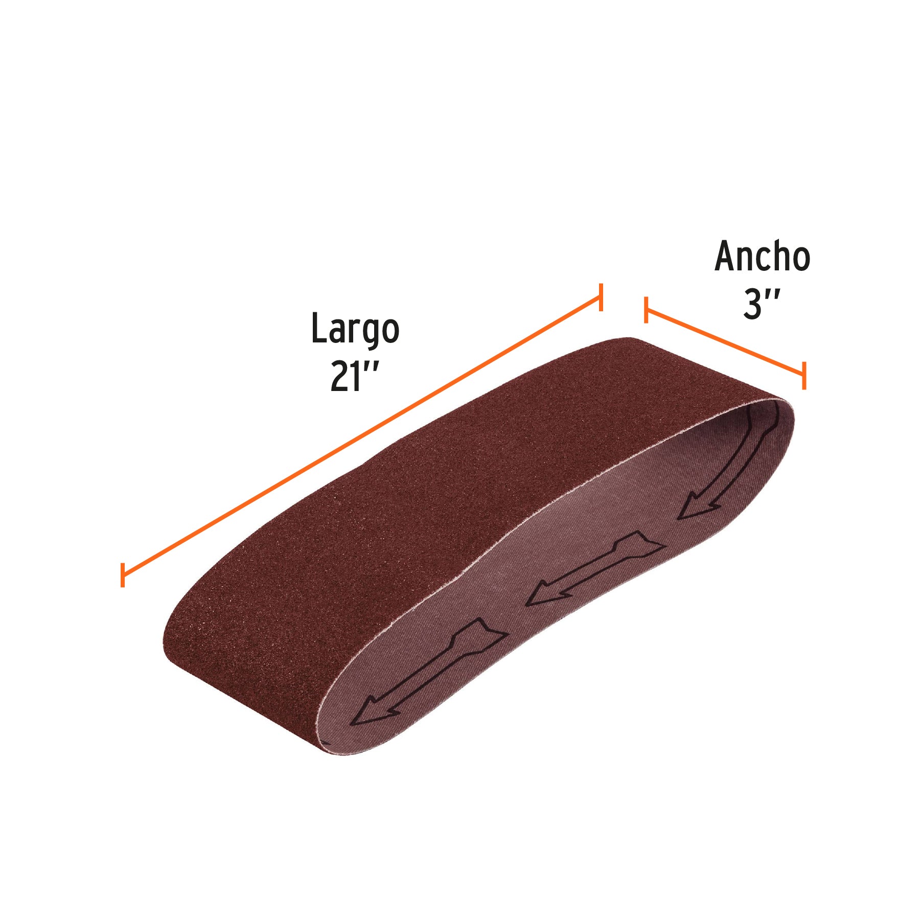 1 banda de lija 3 x 21" óxido de aluminio grano 100, 5 pzs