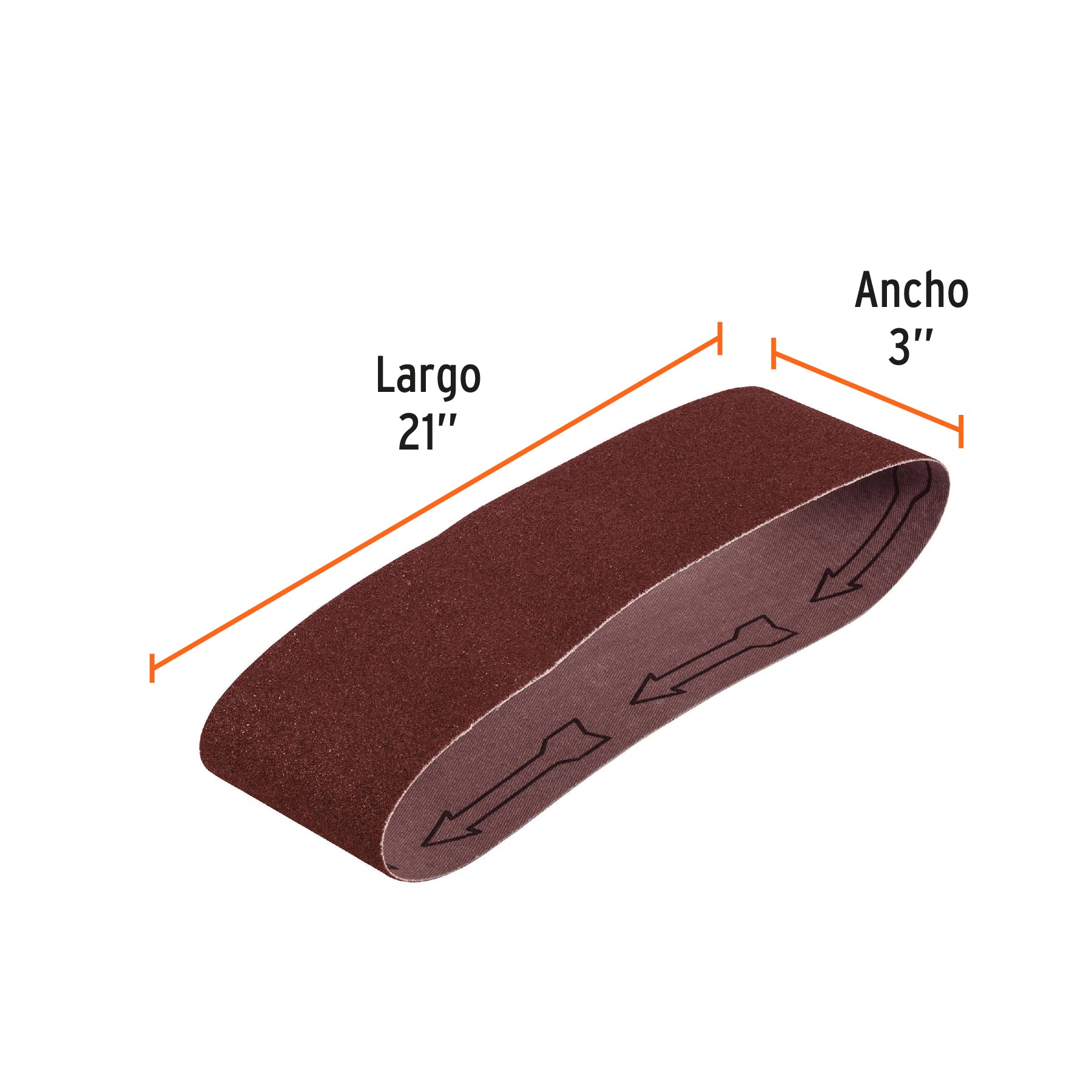 1 banda de lija 3 x 21" óxido de aluminio grano 120, 5 pzs