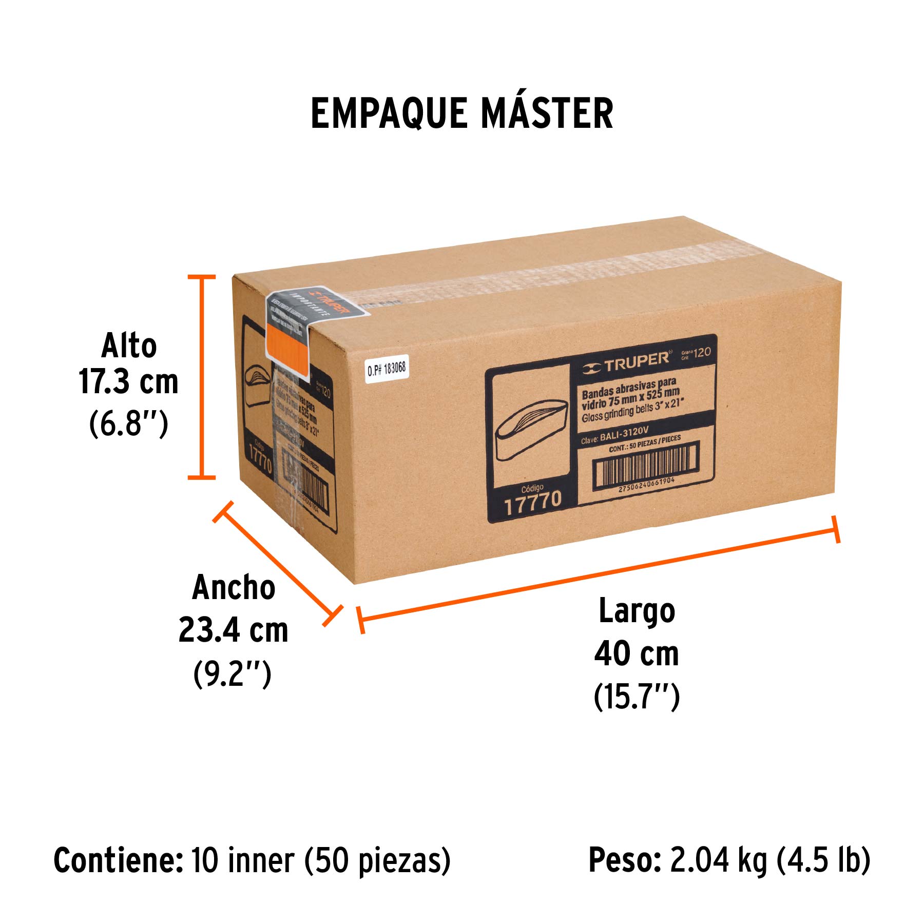 1 banda de lija 3 x 21", carburo de silicio grano 120, 5 pzs - Empaque