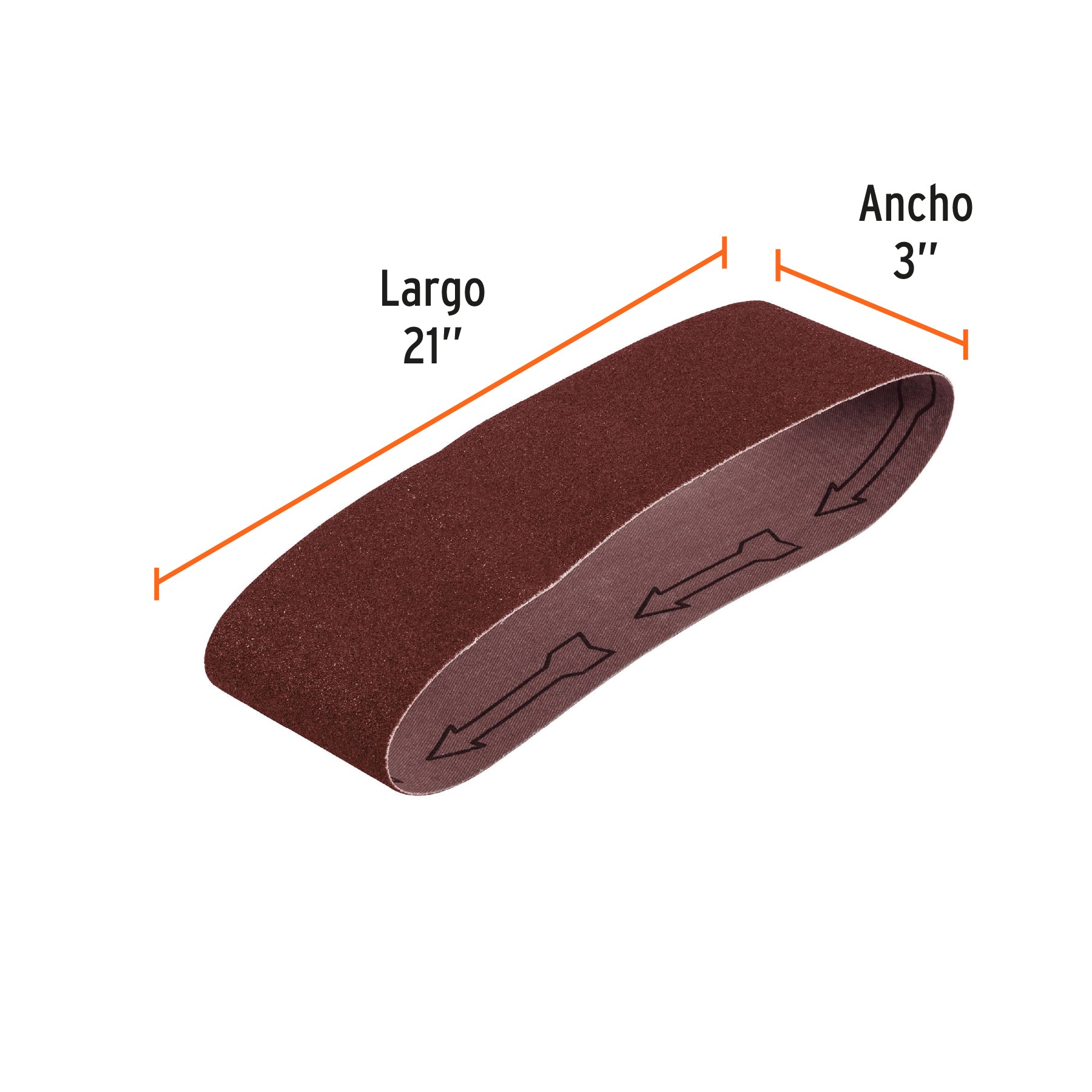 1 banda de lija 3 x 21" óxido de aluminio grano 36, 5 pzs