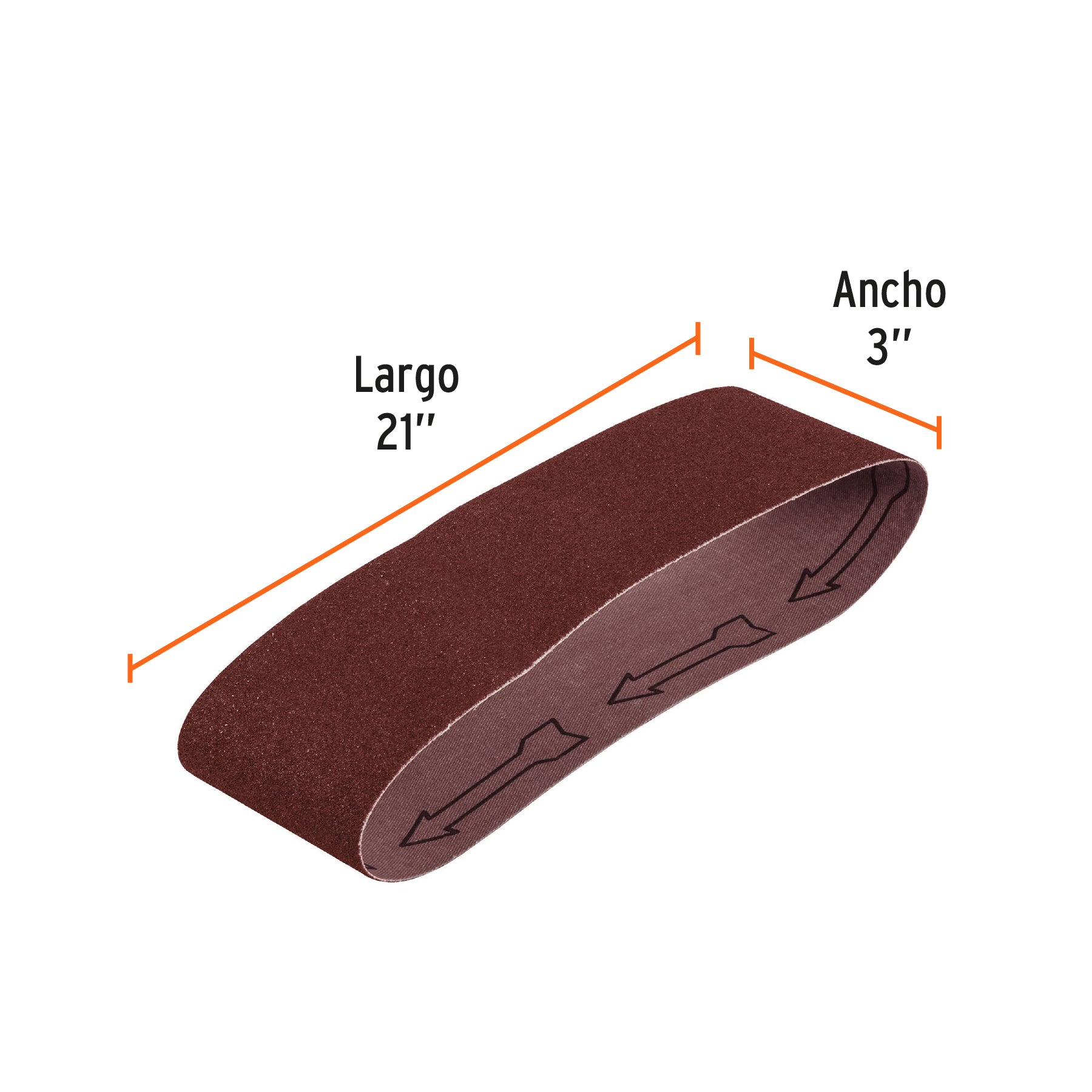 1 banda de lija 3 x 21" óxido de aluminio grano 50, 5 pzs
