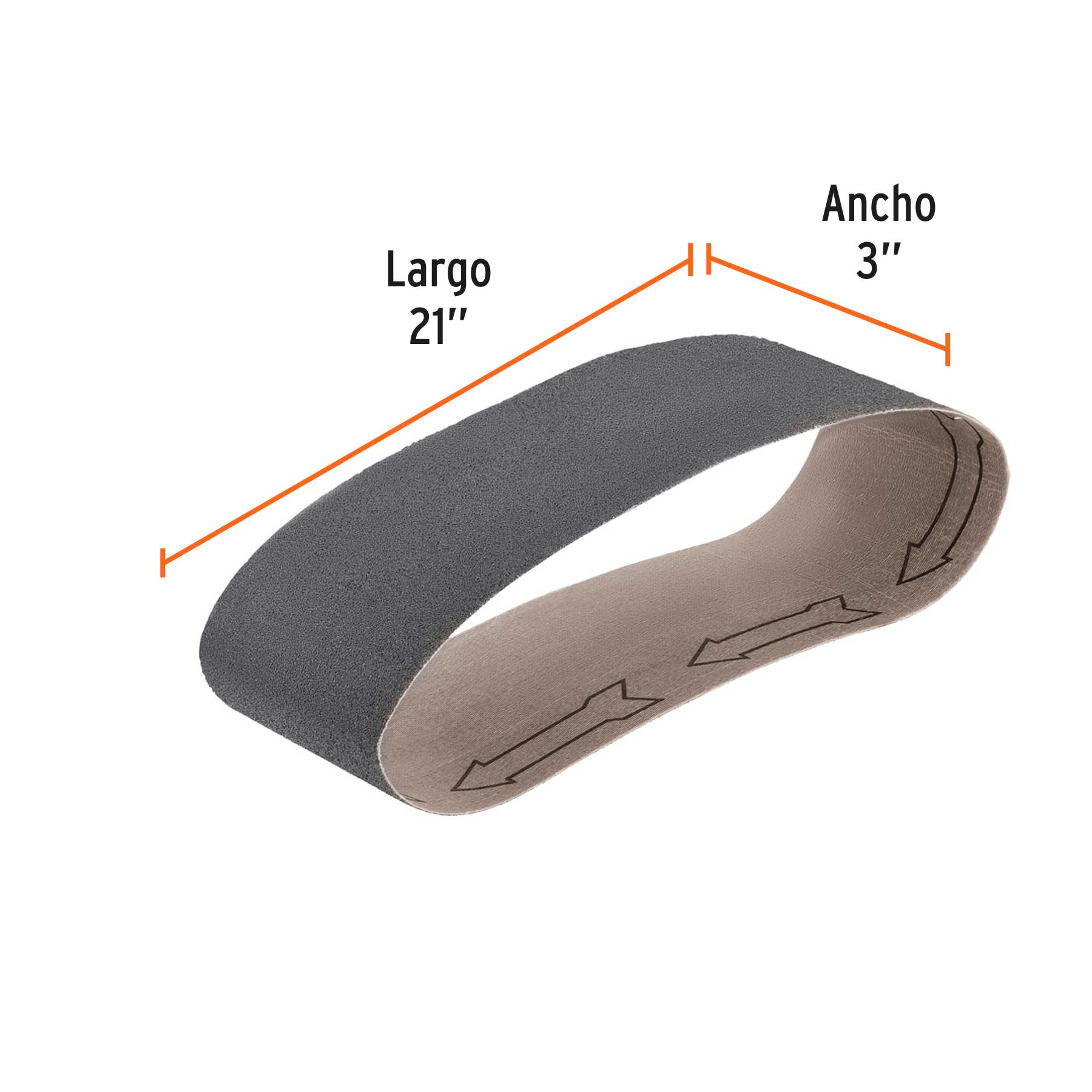 1 banda de lija 3 x 21", carburo de silicio grano 60, 5 pzs