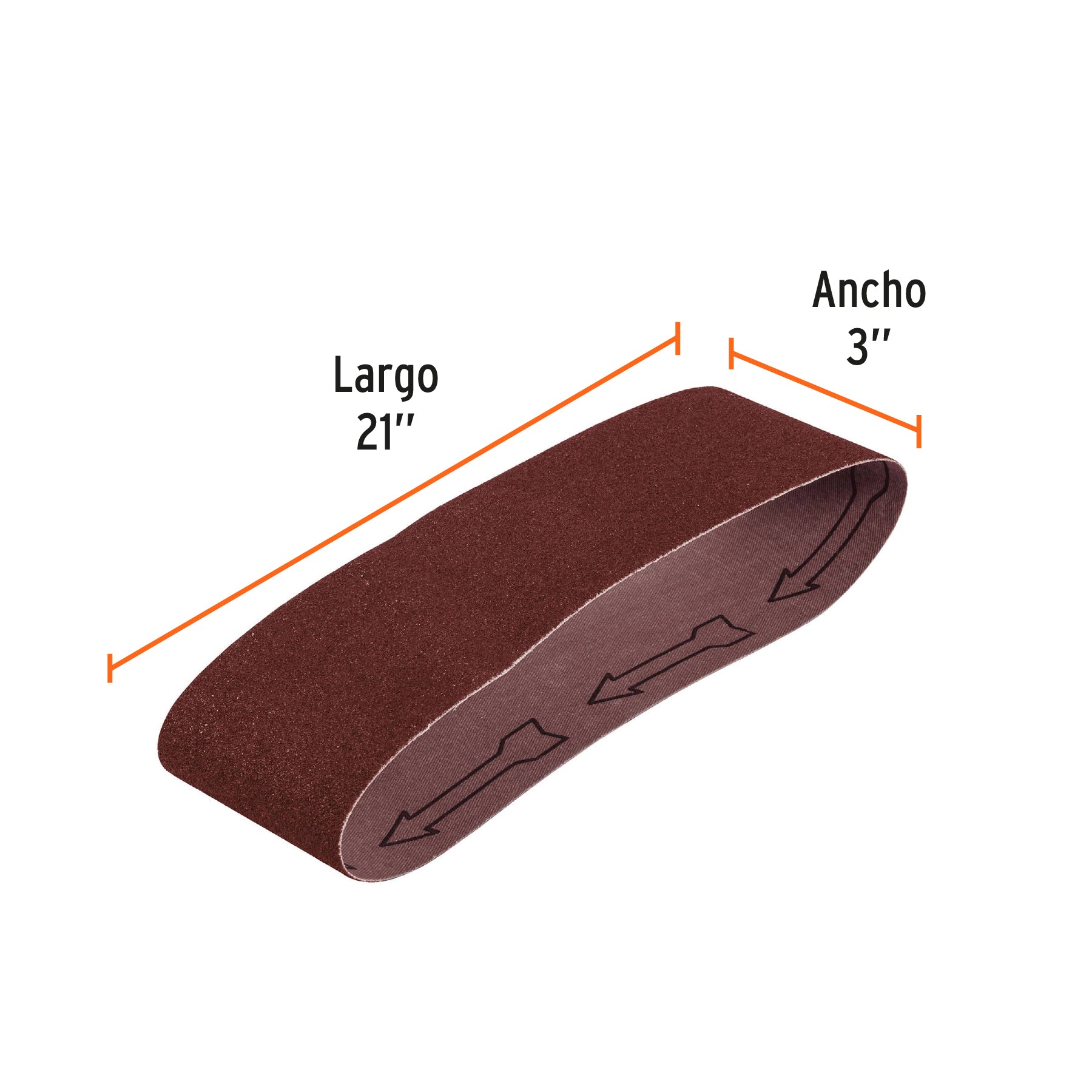 1 banda de lija 3 x 21" óxido de aluminio grano 80, 5 pzs