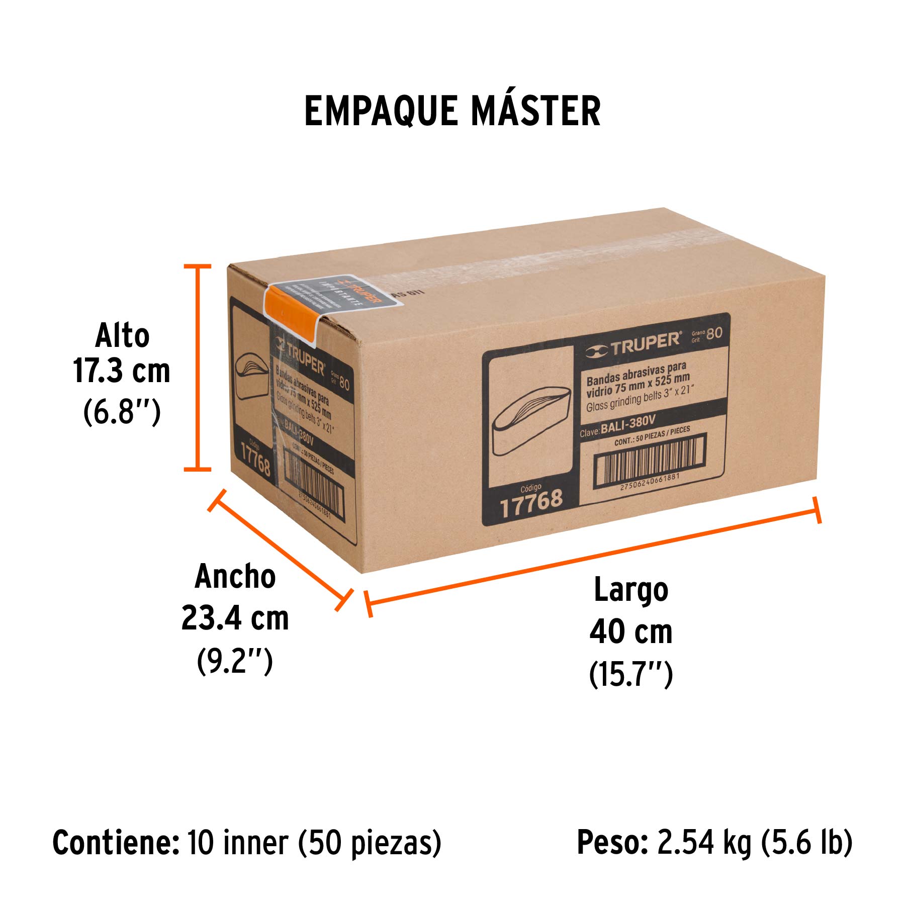 1 banda de lija 3 x 21", carburo de silicio grano 80, 5 pzs - Empaque