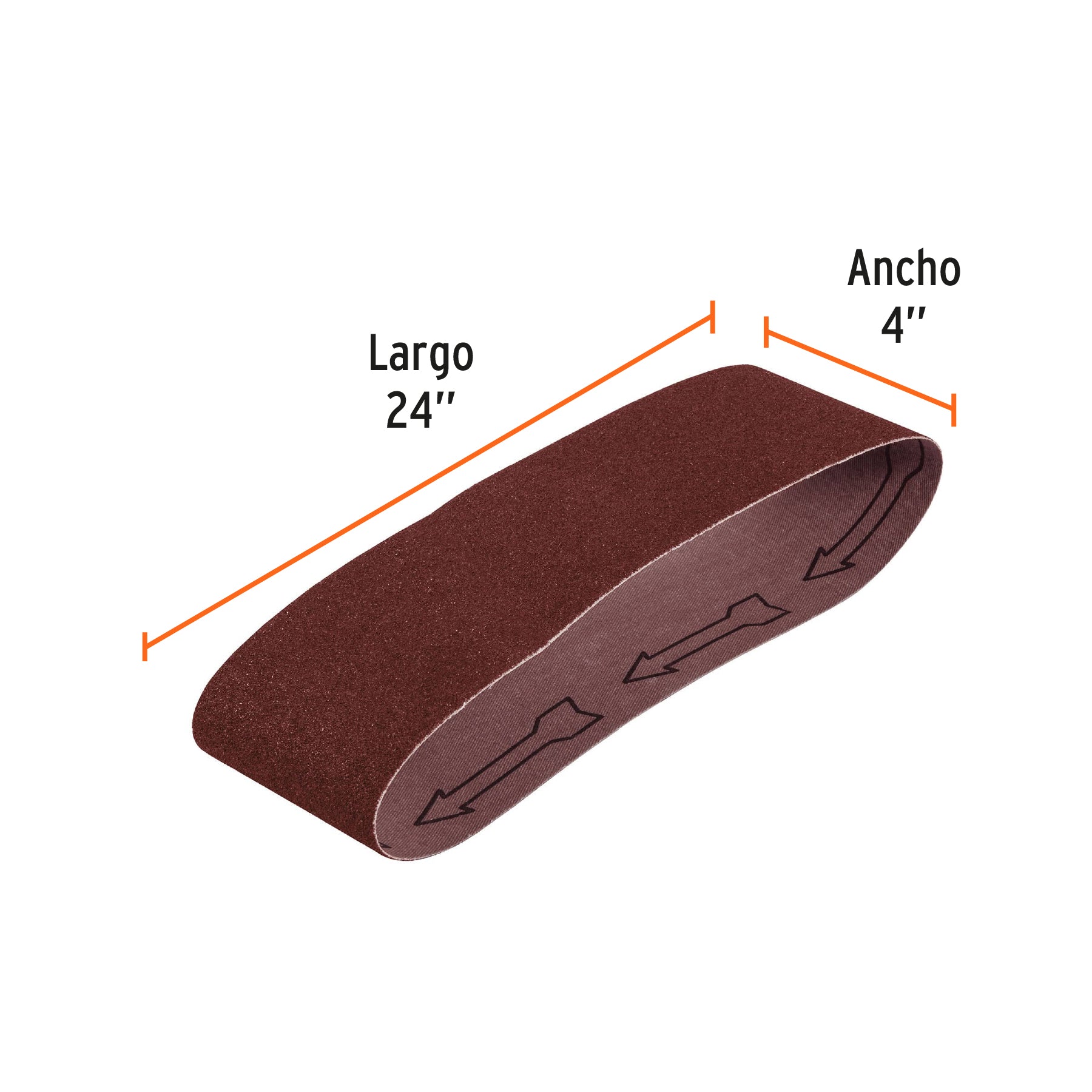 1 banda de lija 4 x 24" óxido de aluminio grano 36, 5 pzs