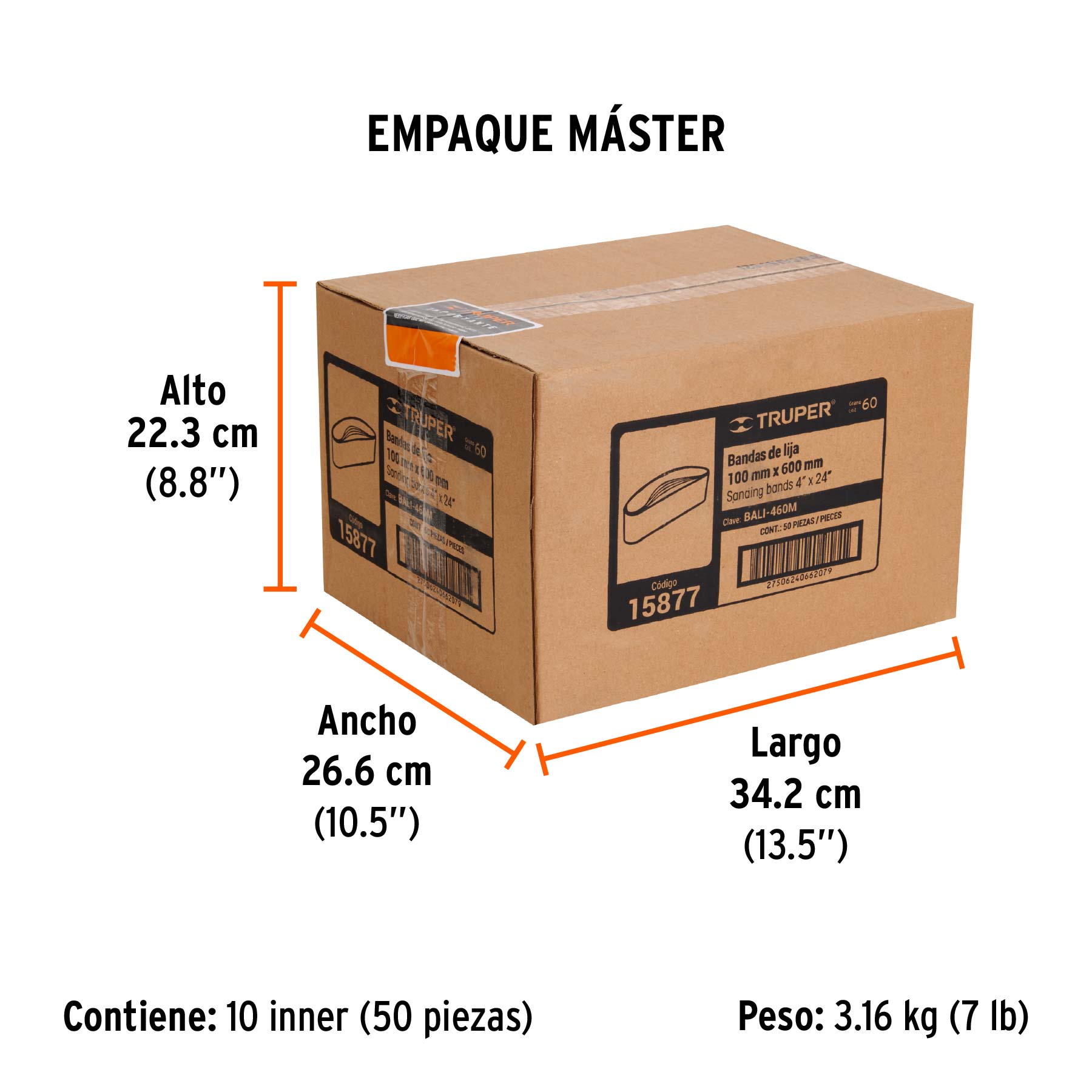 1 banda de lija 4 x 24" óxido de aluminio grano 60, 5 pzs - Empaque