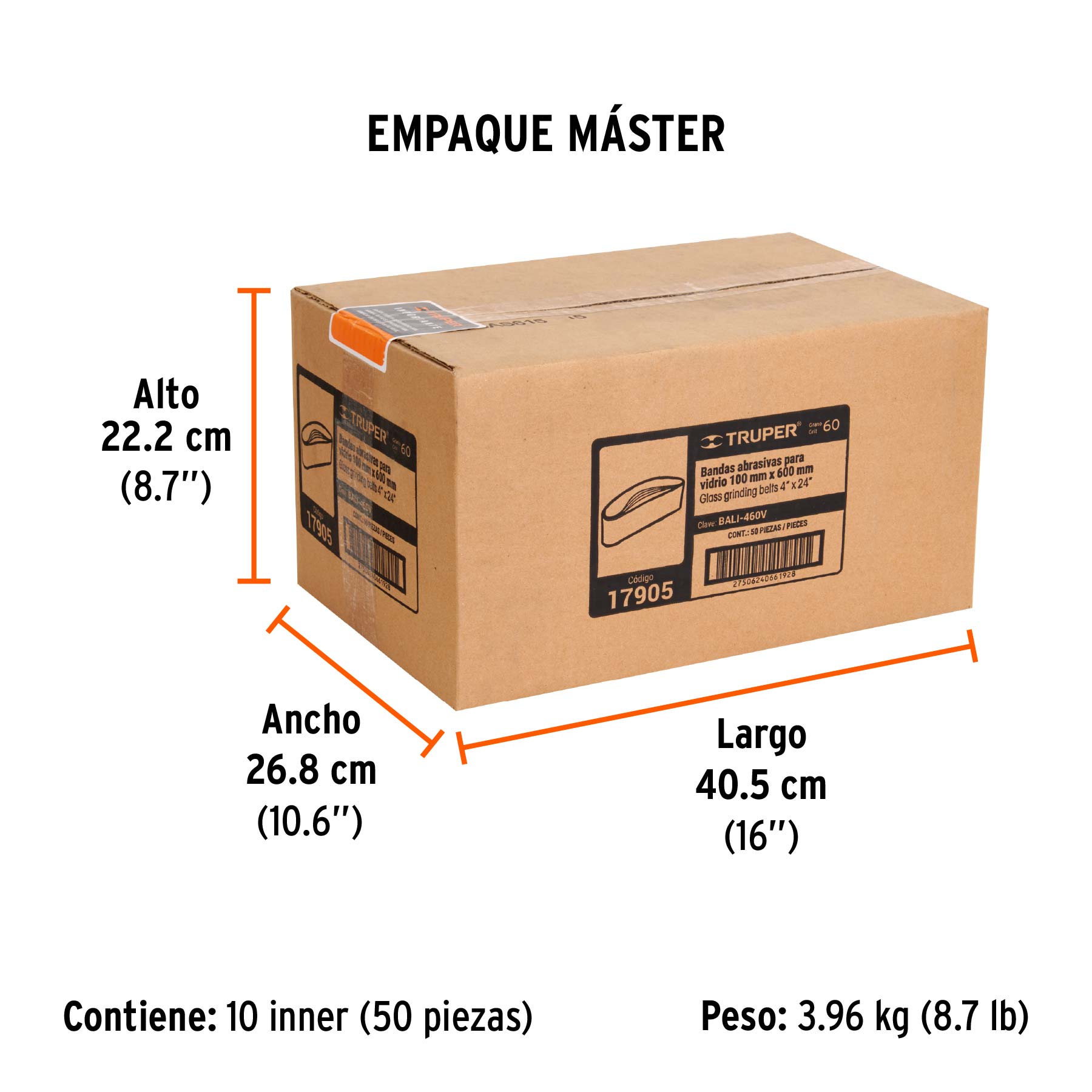 1 banda de lija 4 x 24", carburo de silicio grano 60, 5 pzs - Empaque