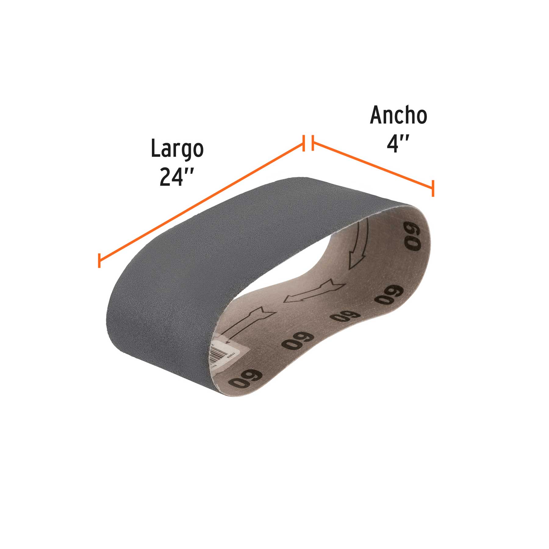 1 banda de lija 4 x 24", carburo de silicio grano 60, 5 pzs