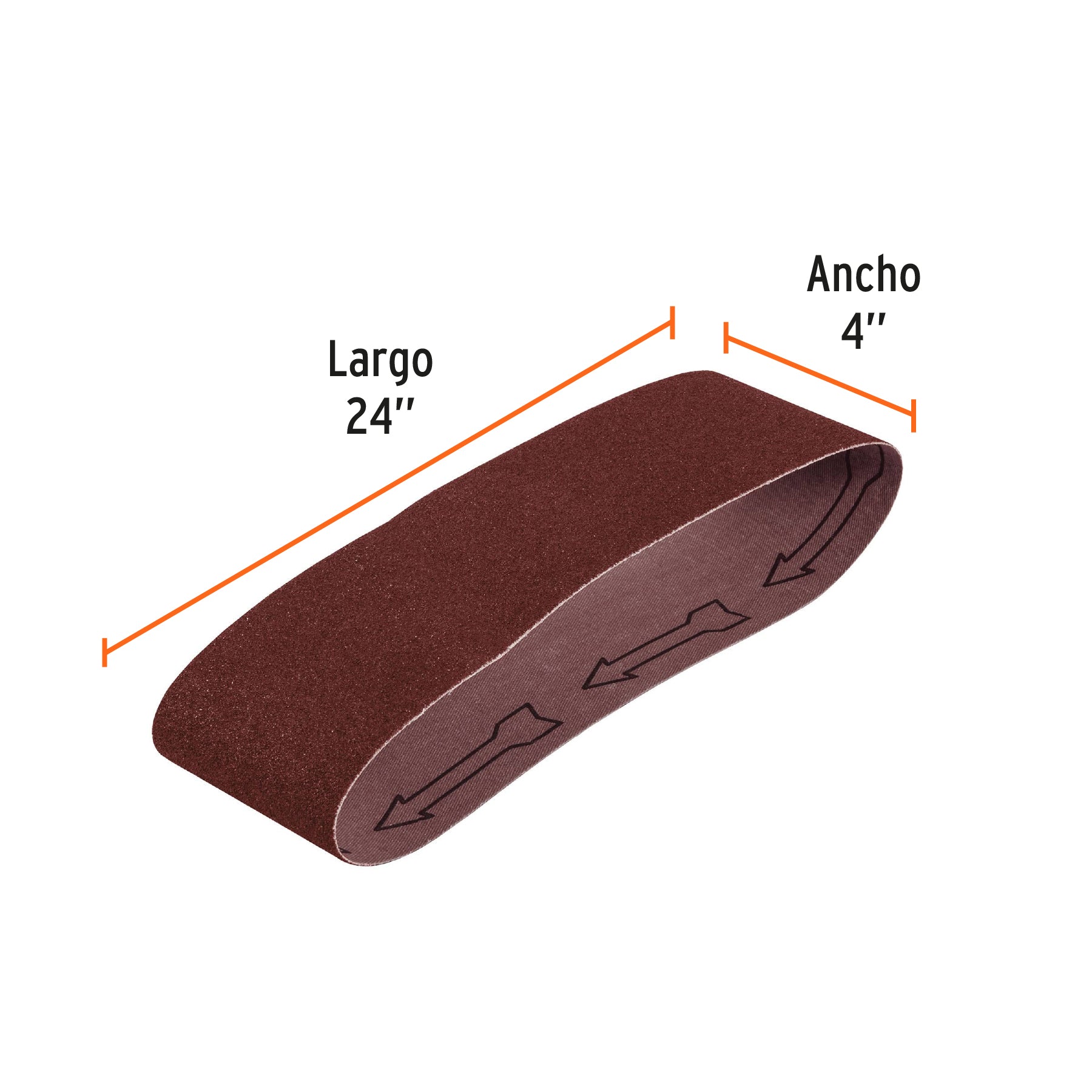 1 banda de lija 4 x 24" óxido de aluminio grano 80, 5 pzs
