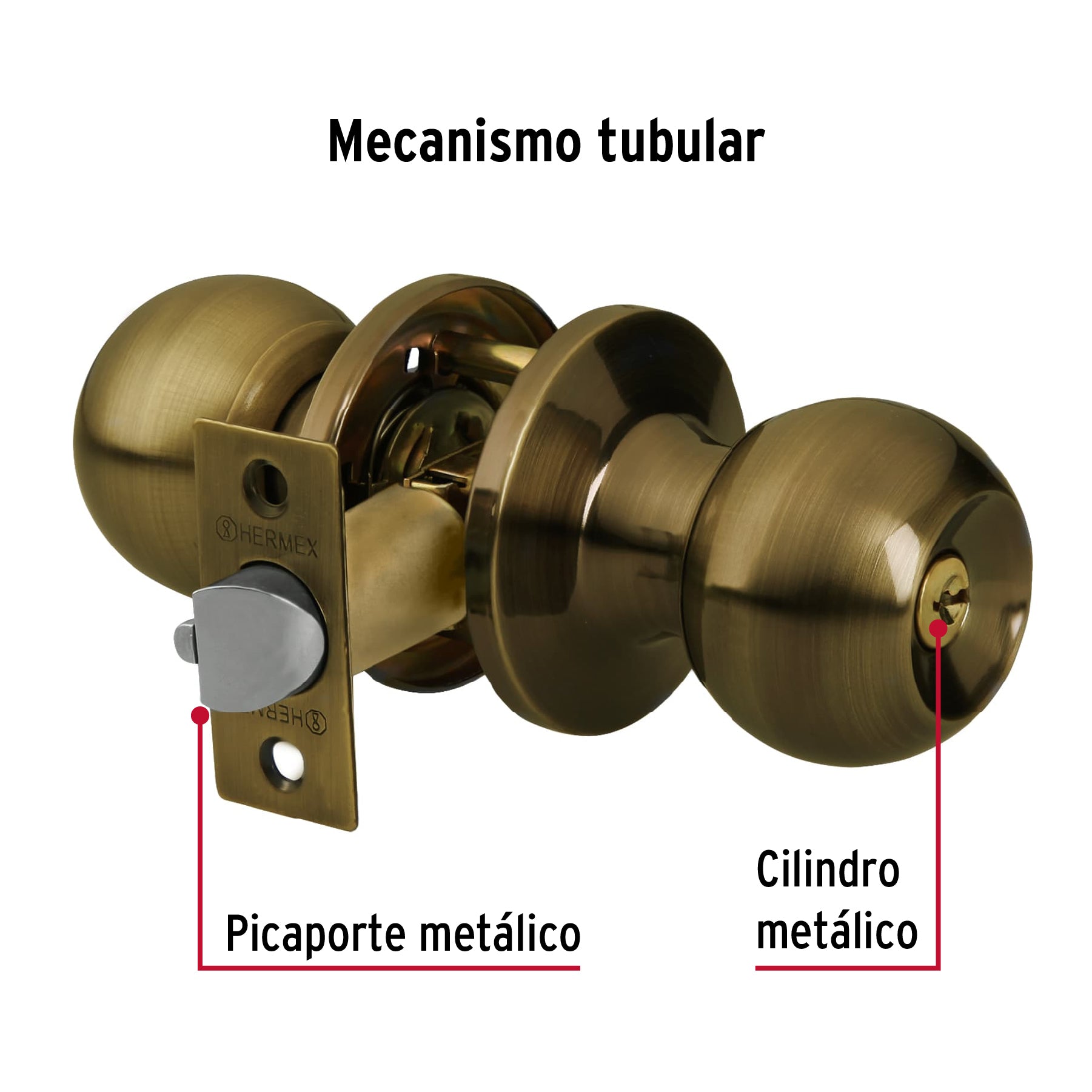 Cerradura tipo esfera, tubular, entrada, antiguo, BASIC