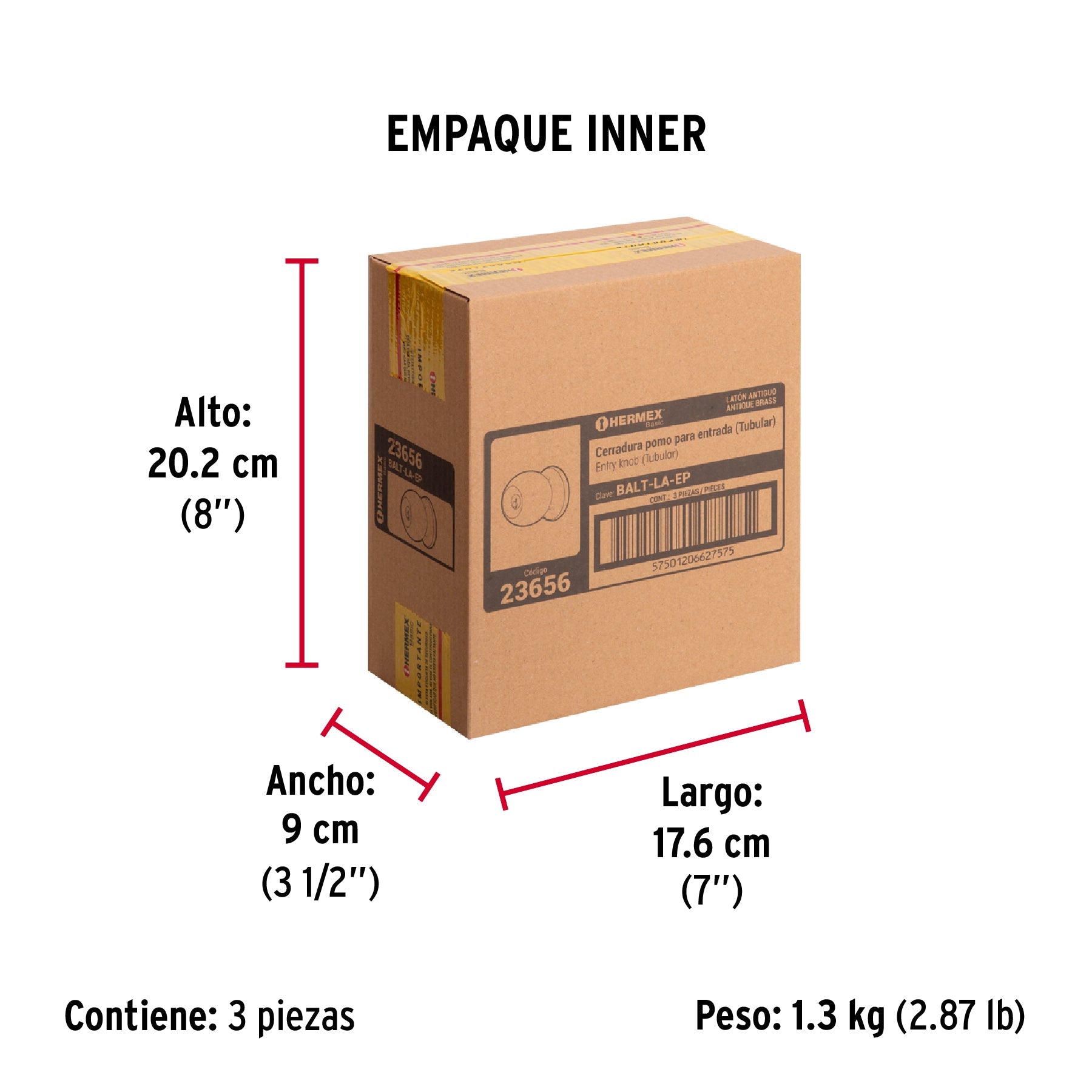 Cerradura tipo esfera, tubular, entrada, antiguo, BASIC - Empaque