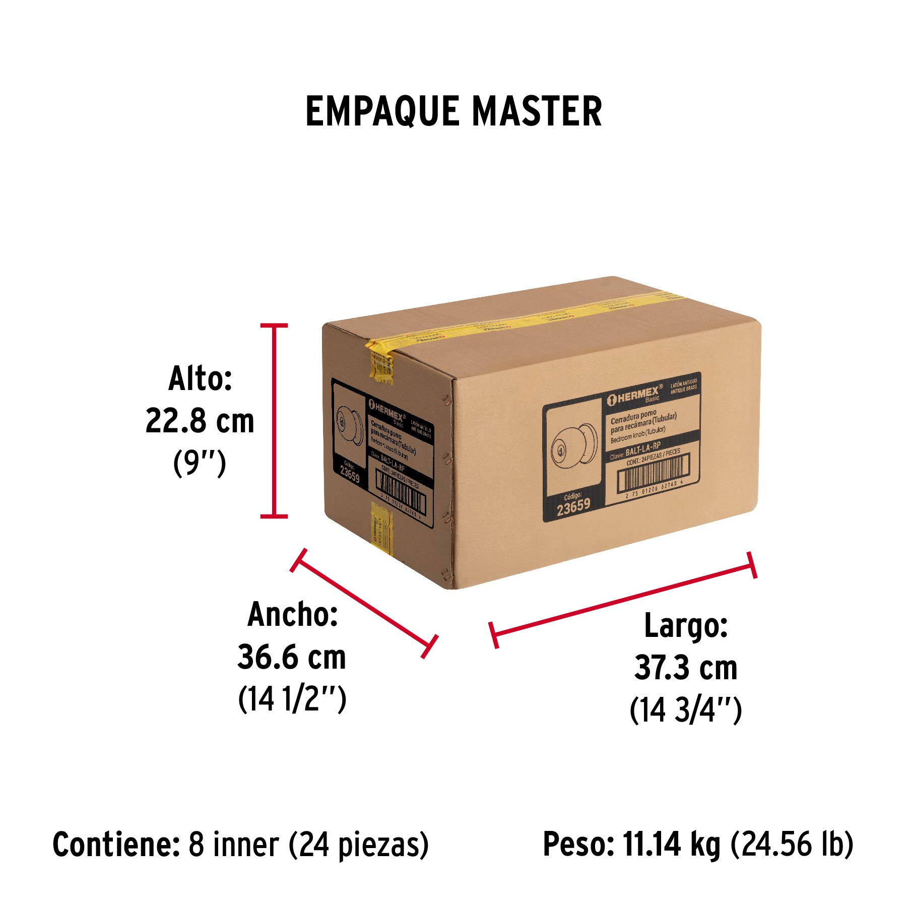 Cerradura tipo esfera, tubular, recámara, antiguo, BASIC - Empaque