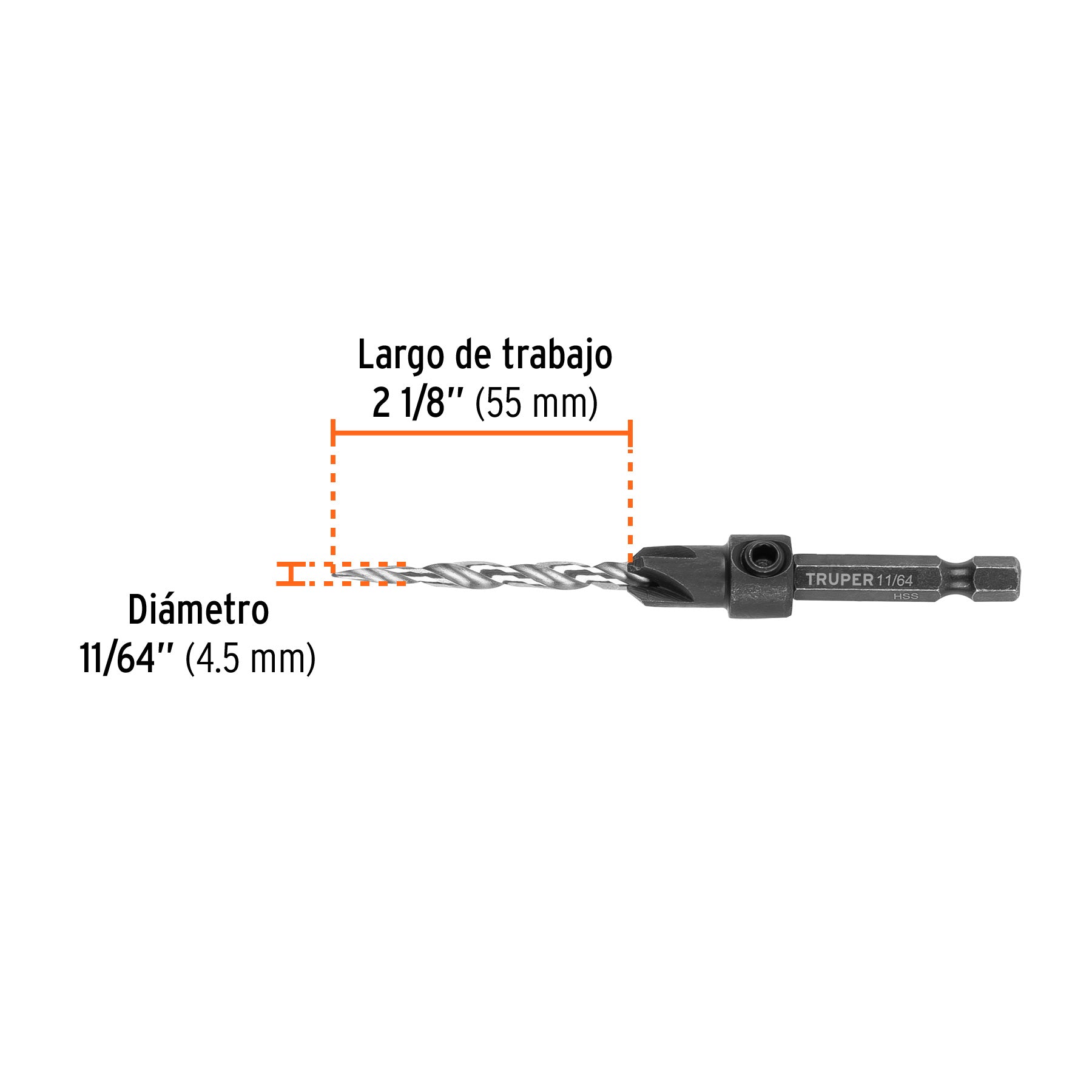 Broca avellanadora 8 para madera, 11/64", TRUPER