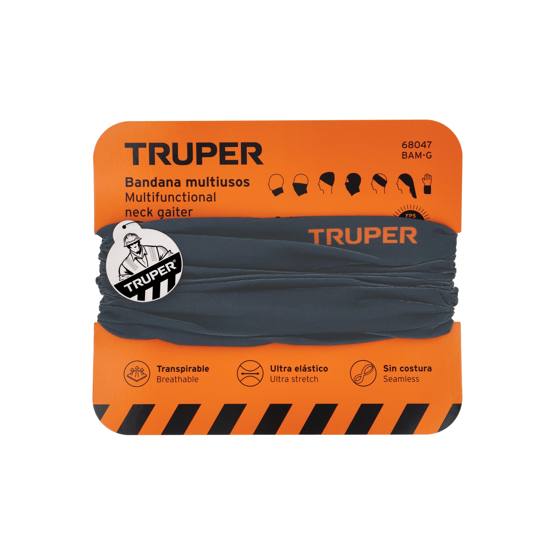 Bandana multiuso gris, TRUPER