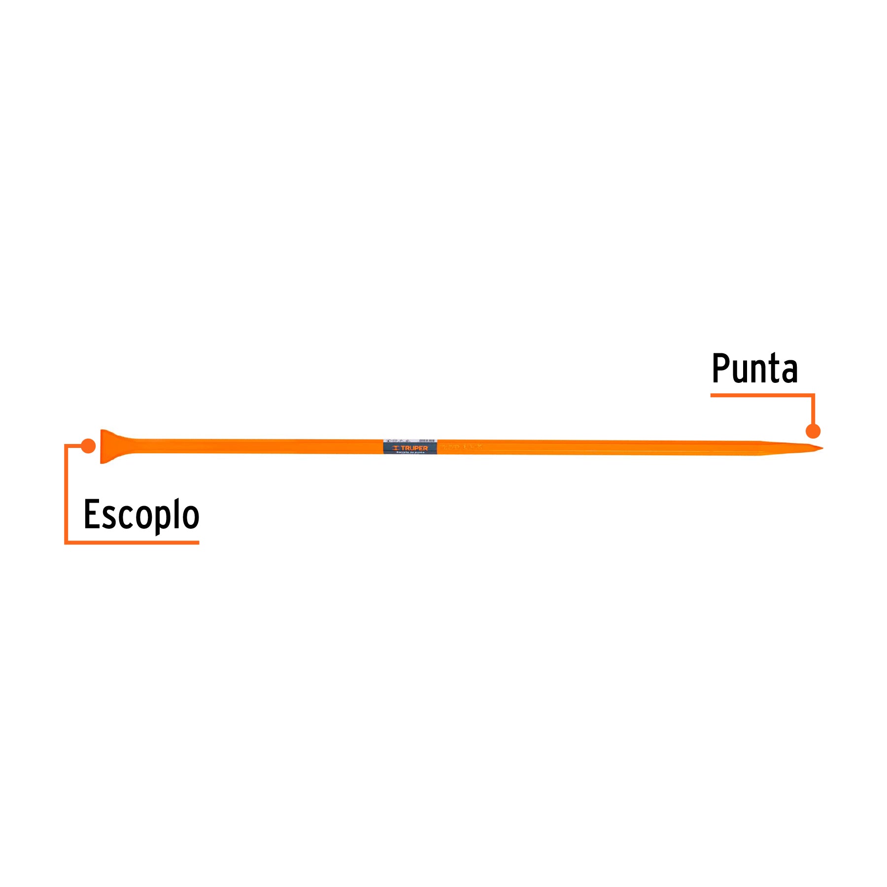 Barreta de punta de 1"x150 cm, escoplo 72 mm, TRUPER