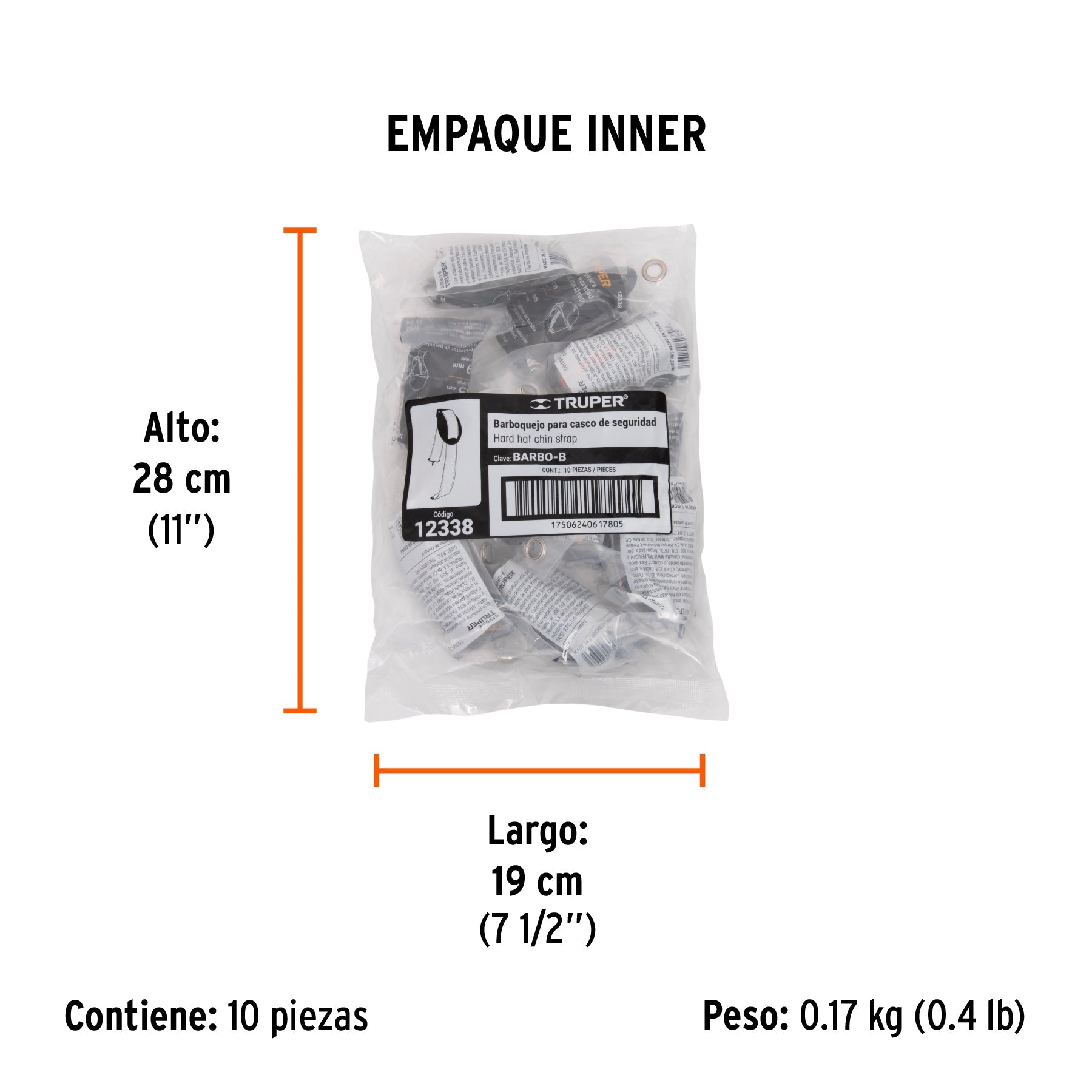 Barboquejo con barbilla para casco de seguridad industrial - Empaque