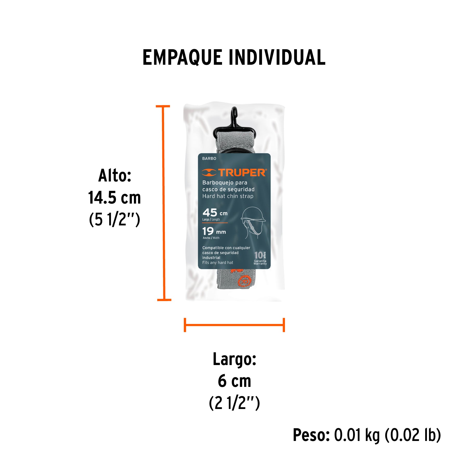 Barboquejo para casco de seguridad industrial, TRUPER - Empaque