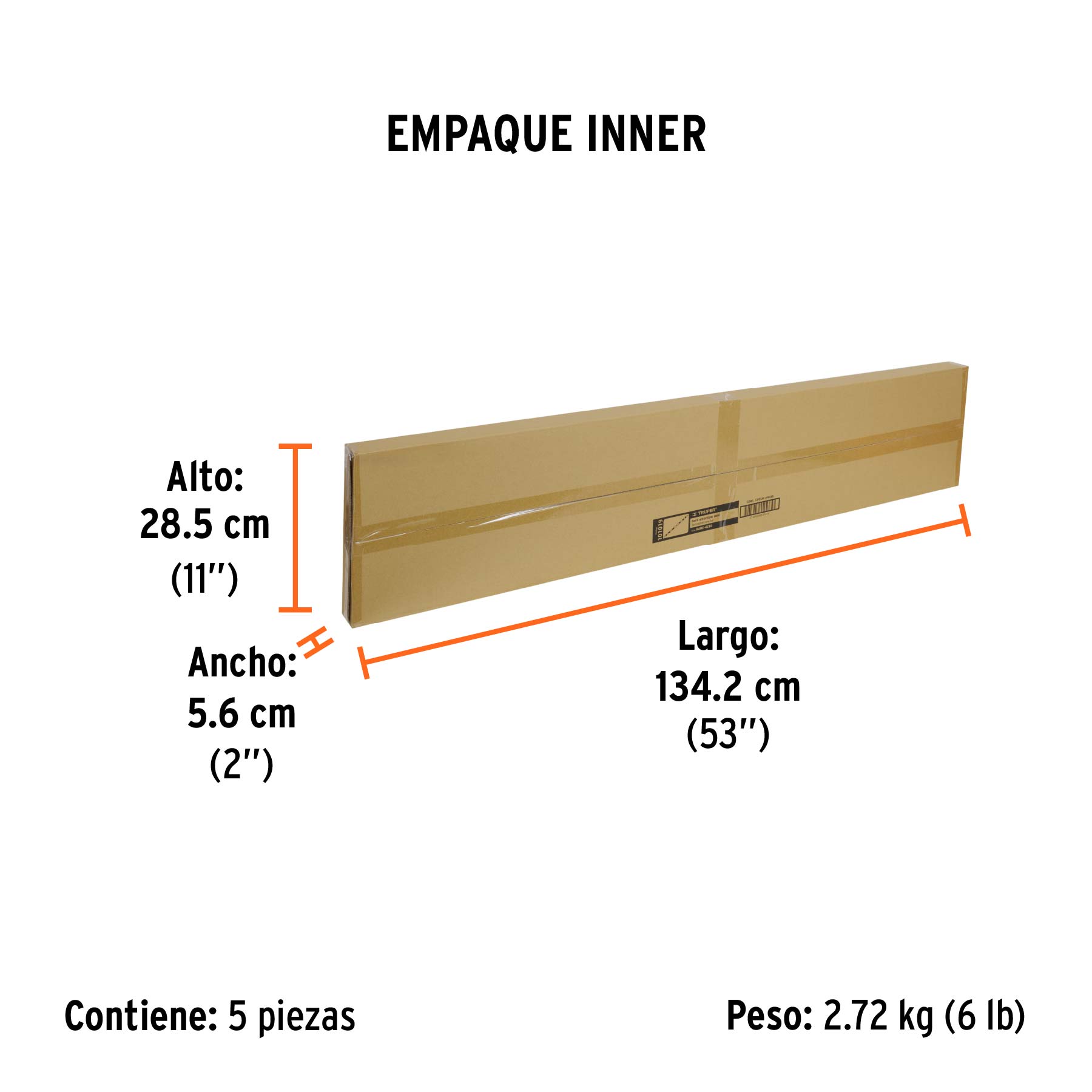 Barra extensible de 1.3 a 2.1 m reflejante para conos - Empaque