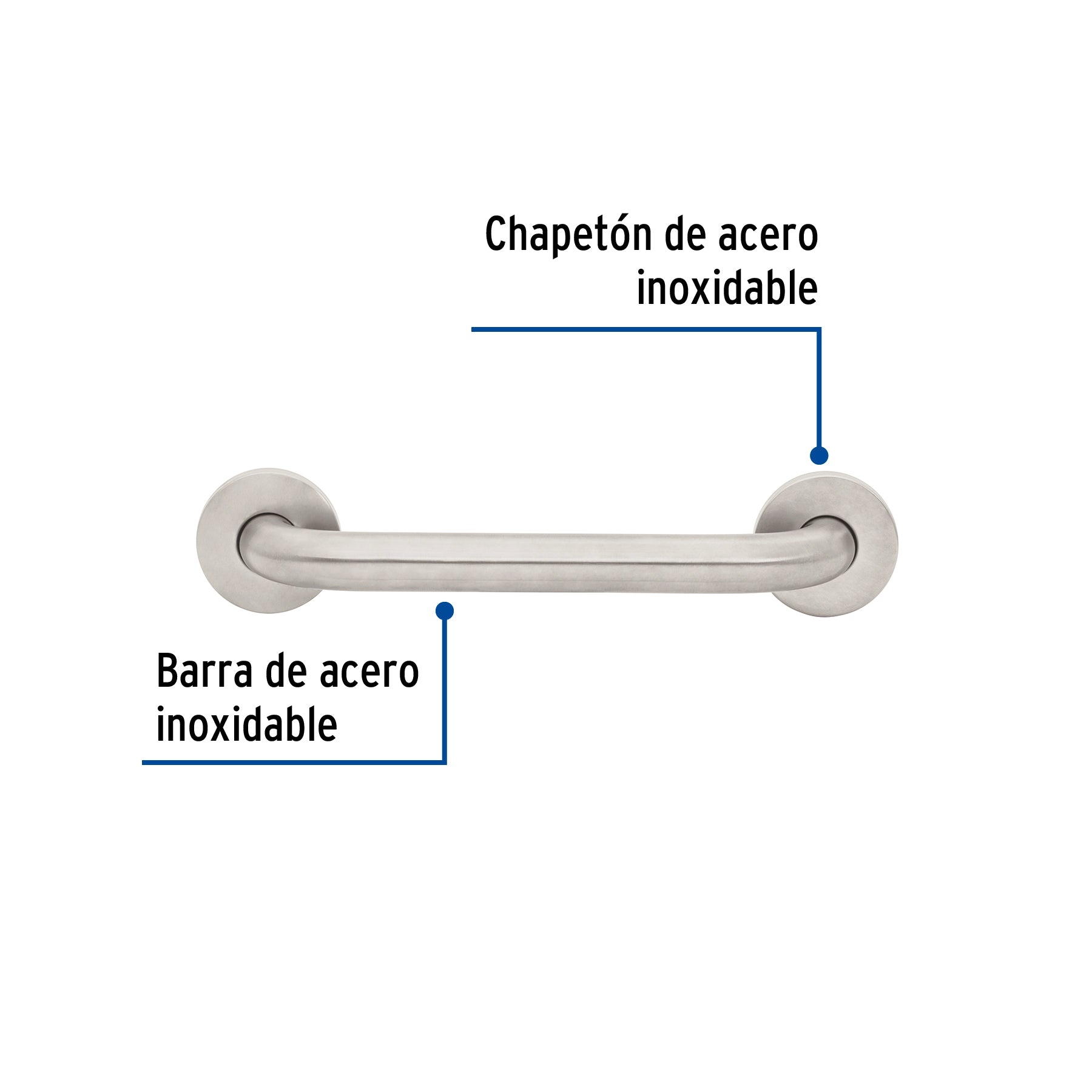 Barra recta de seguridad, acero inoxidable, 30cm, FOSET