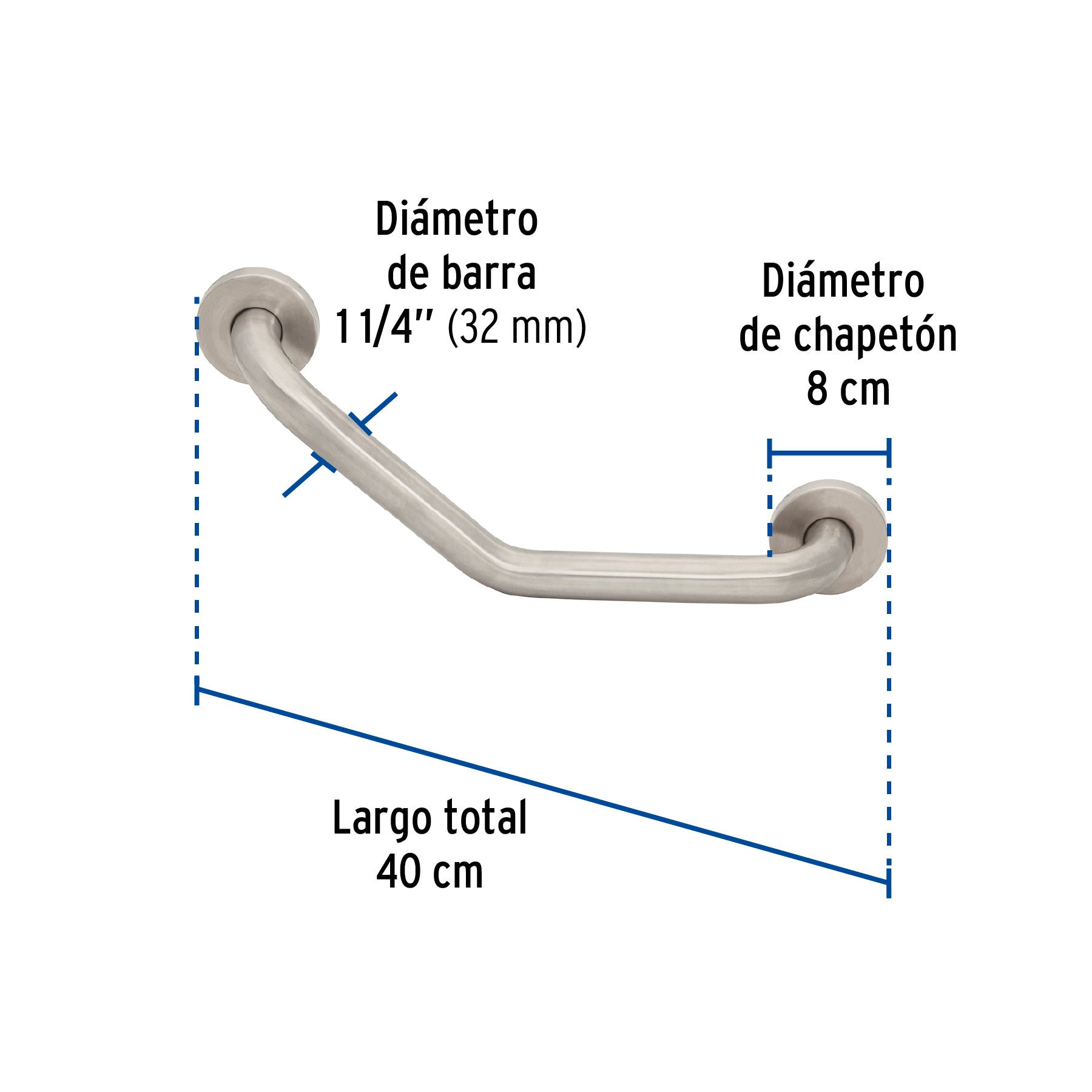 Barra angular de seguridad, acero inoxidable, 40cm, FOSET